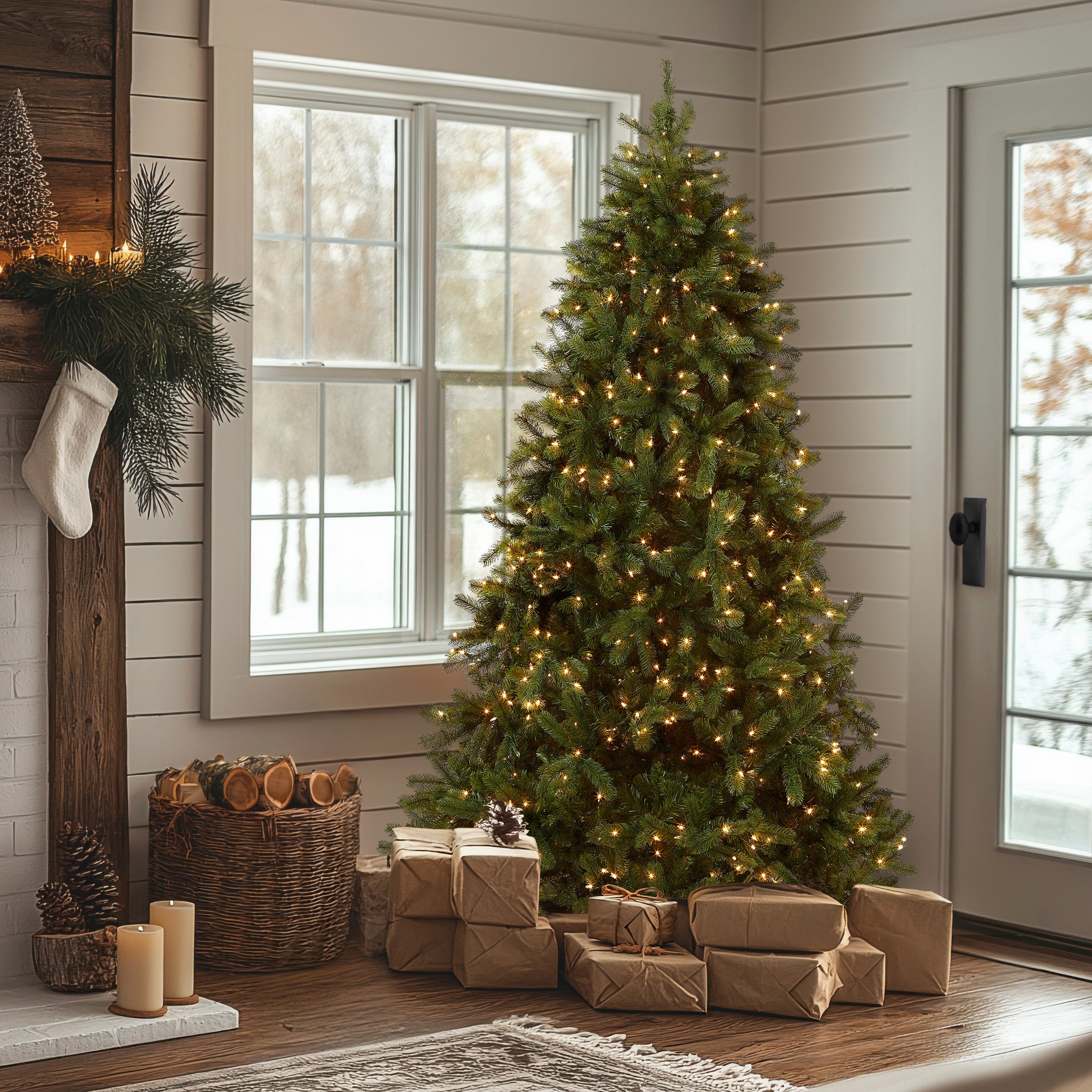 7 ft. Pre-Lit Downswept Douglas Fir Tree with Clear Lights