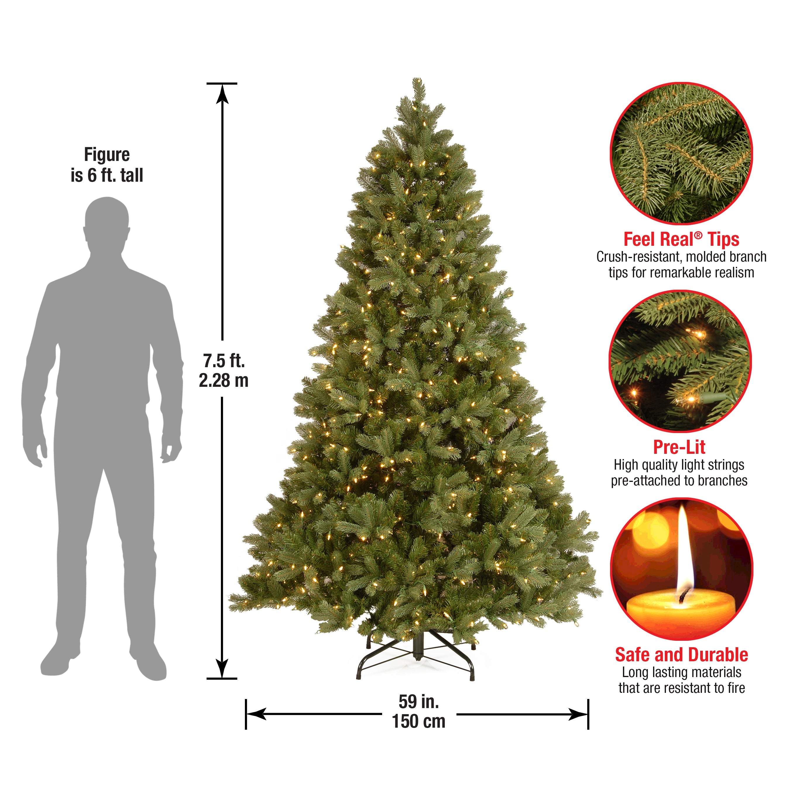 7.5 ft. Pre-Lit Downswept Douglas Fir Tree with 750 Clear Lights & 1867 Branch Tips