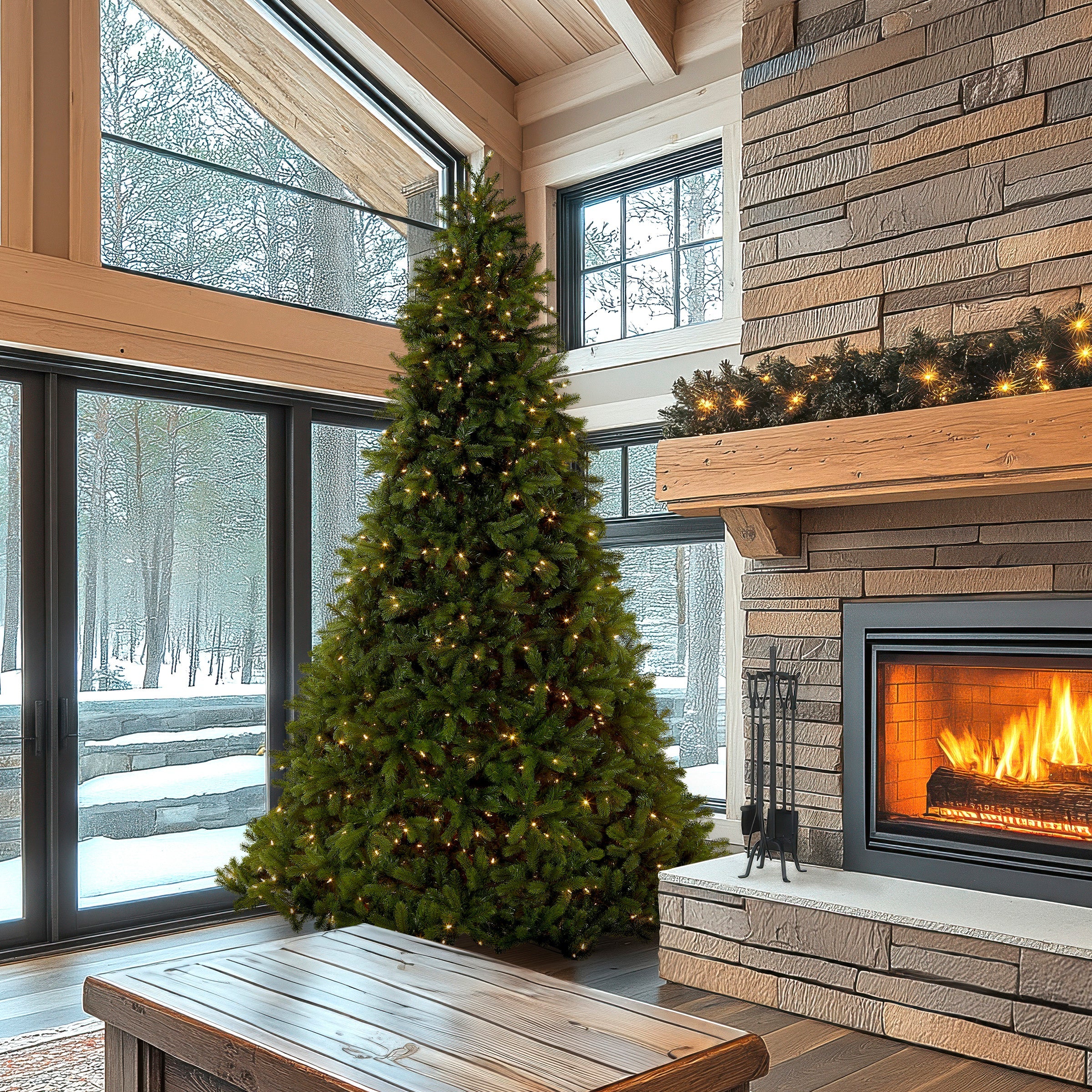 10 ft. Pre-Lit Downswept Douglas Fir Tree with Dual Color LED Lights