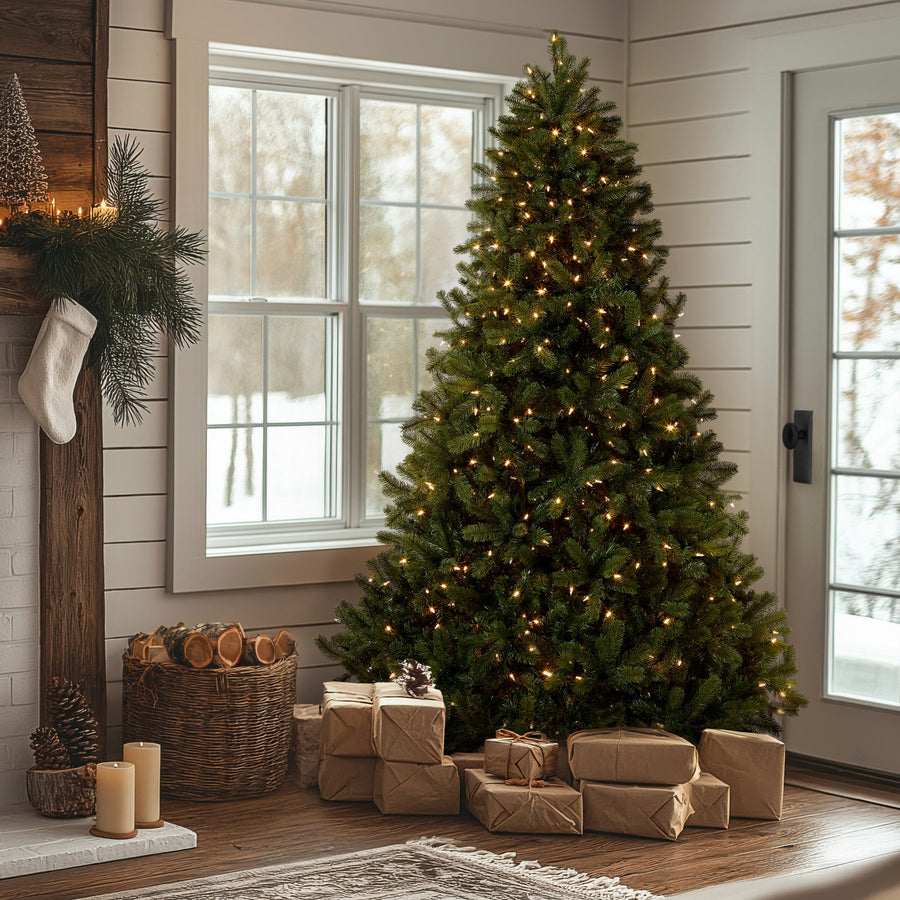 7.5 ft. Pre-Lit Downswept Douglas Fir Tree with Dual Color LED Lights