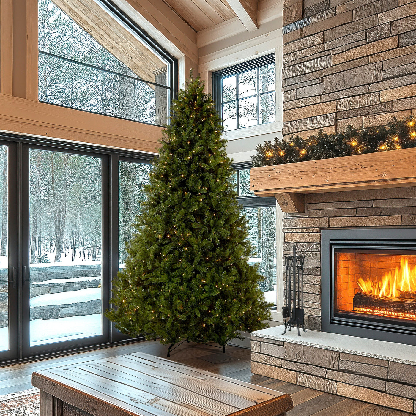 9ft. Pre-Lit Downswept Douglas Fir Tree with Dual Color LED Lights