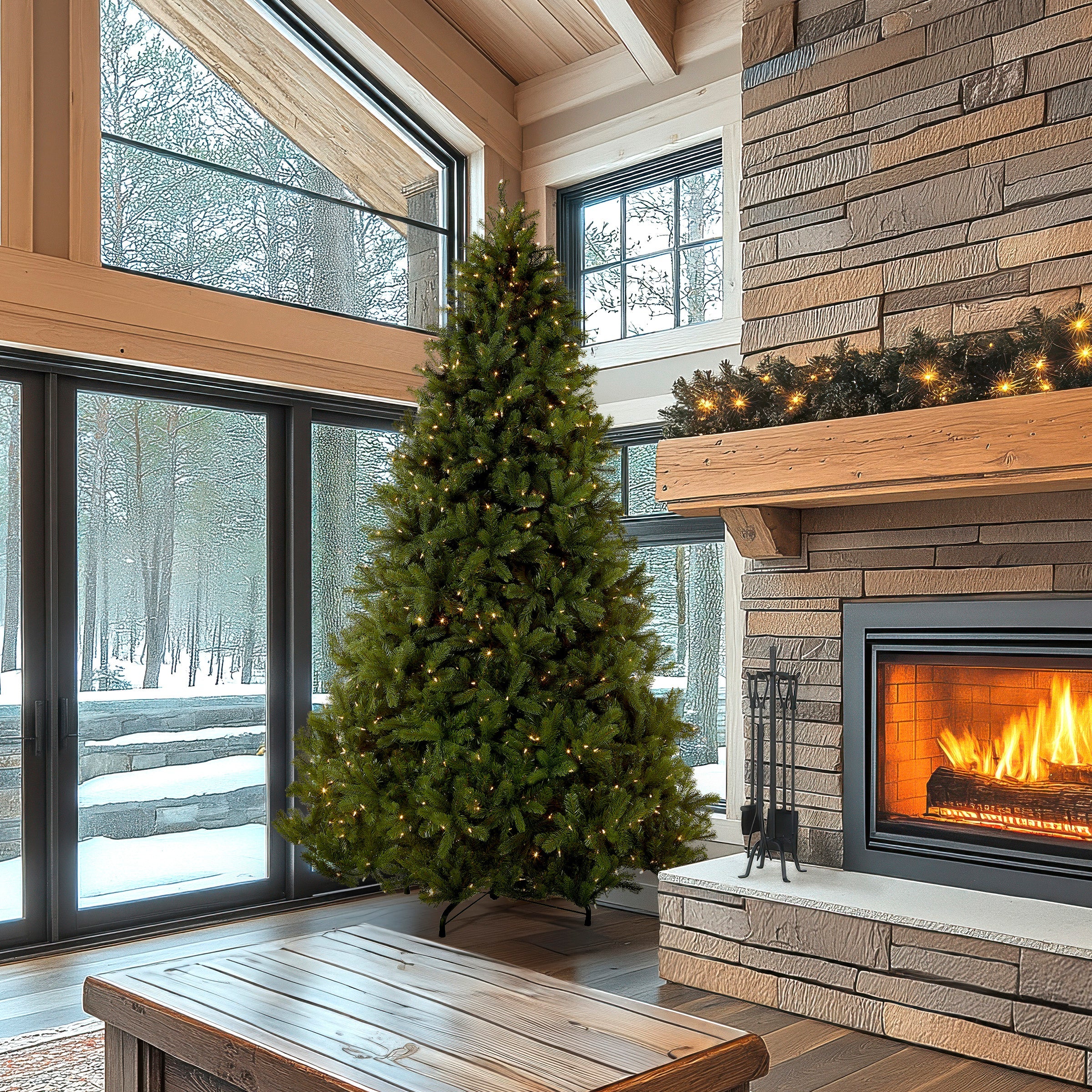 9ft. Pre-Lit Downswept Douglas Fir Tree with Dual Color LED Lights