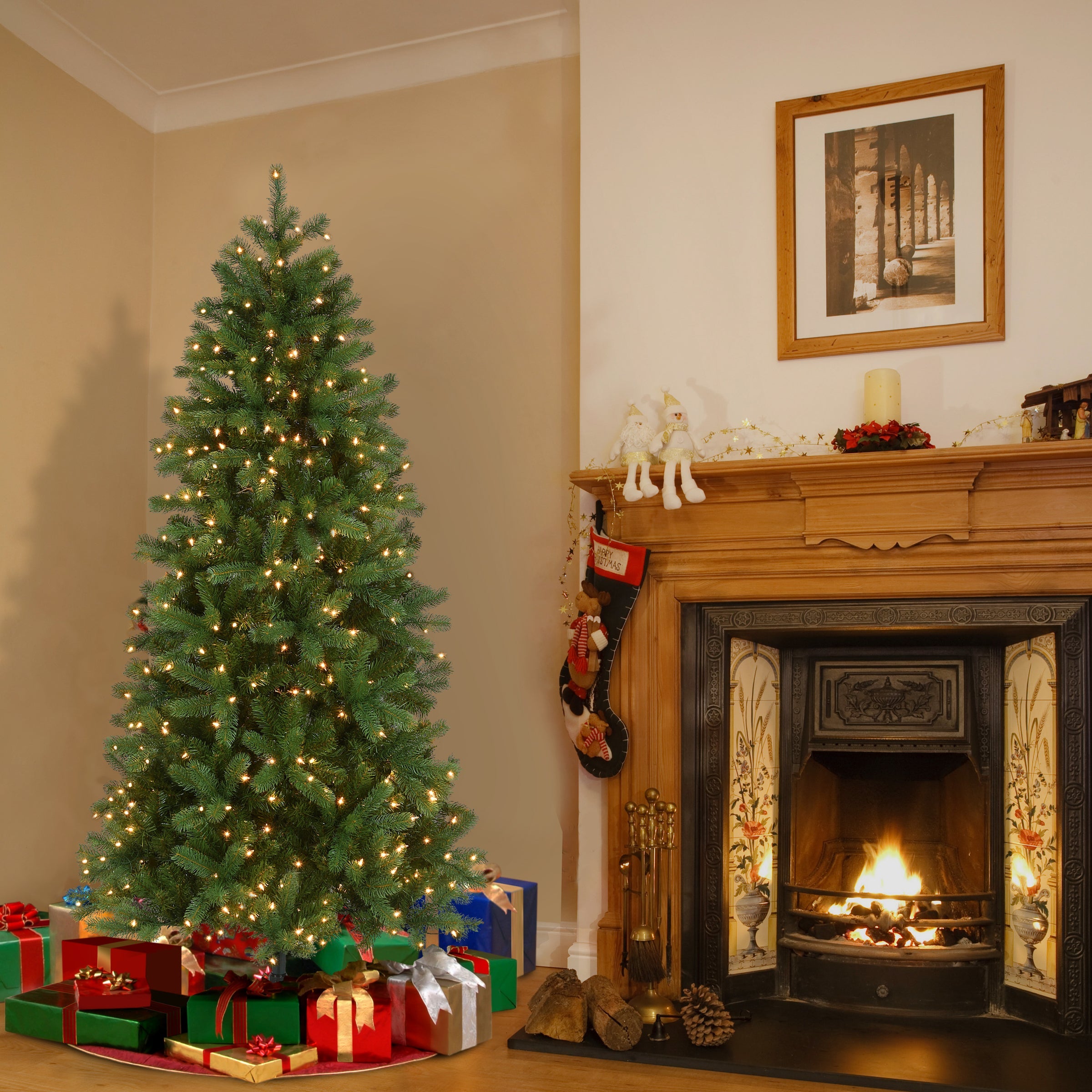 6.5 ft. Pre-Lit Downswept Douglas Fir Slim Tree with Clear Lights