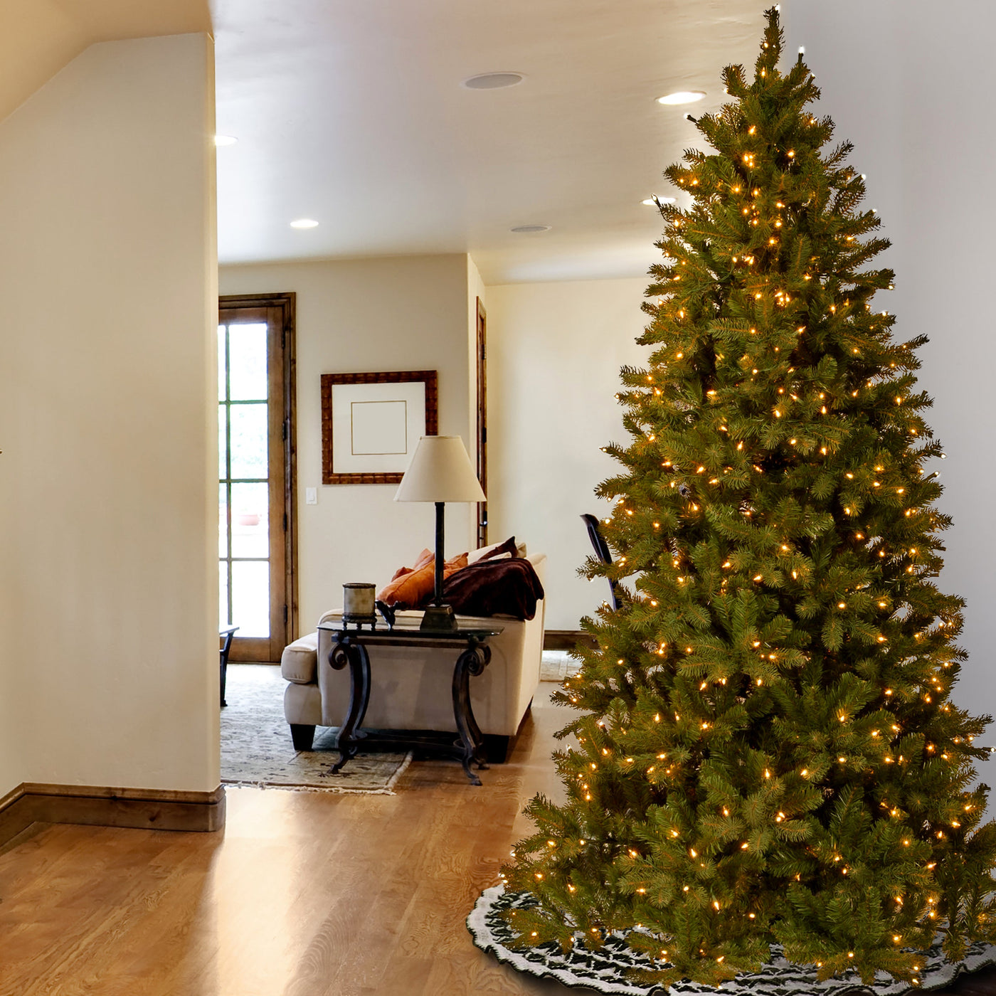 18 in. Pre-Lit Downswept Douglas Slim Fir Tree with Clear Lights
