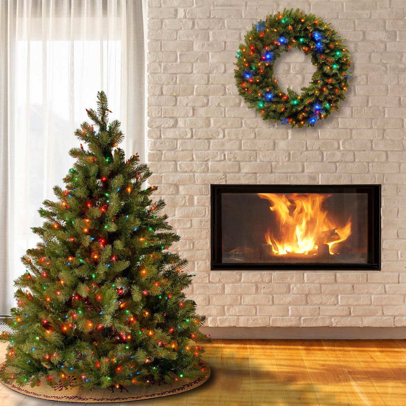 4.5 ft. Pre-Lit Downswept Douglas Fir Tree with Multicolor Lights