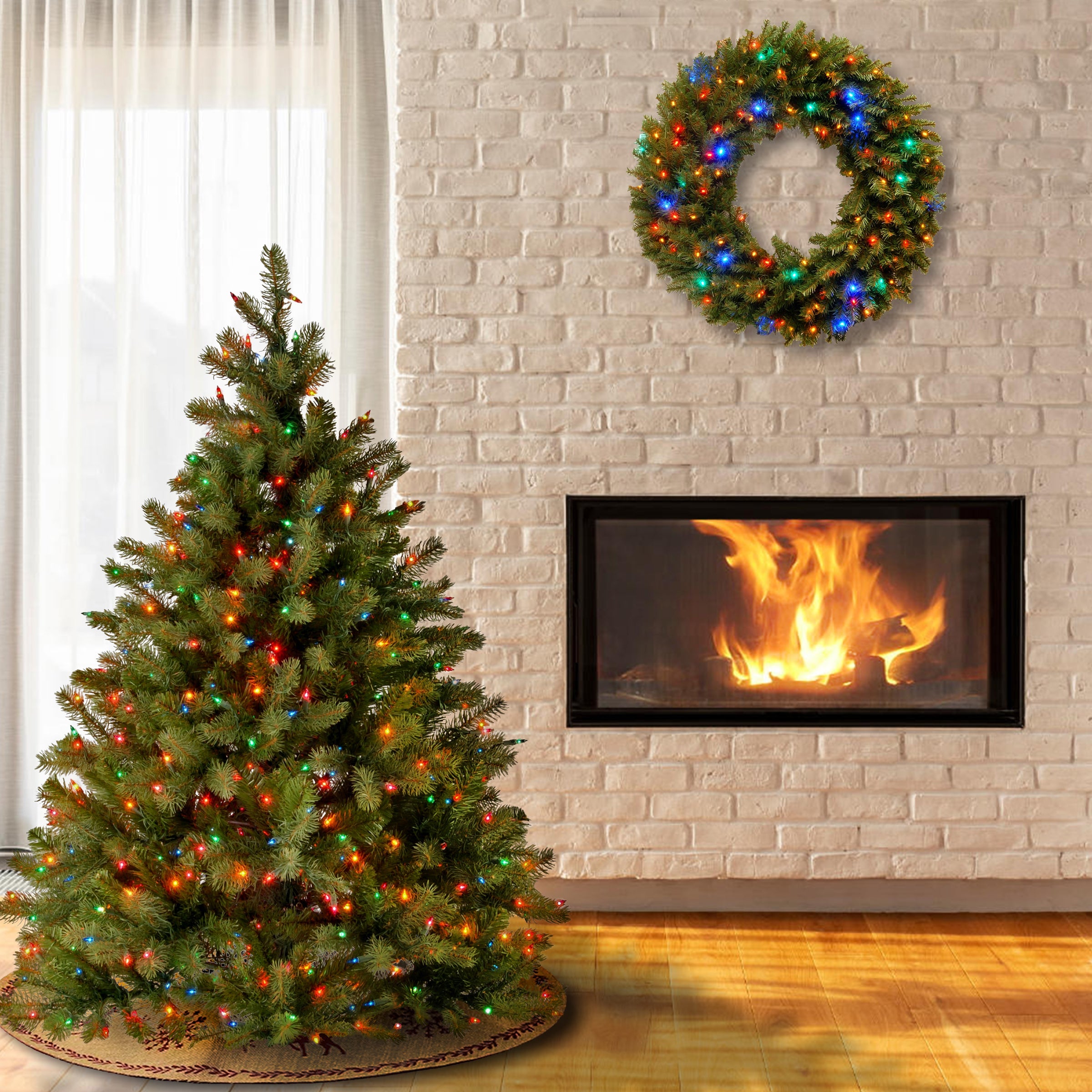 4.5 ft. Pre-Lit Downswept Douglas Fir Tree with Multicolor Lights