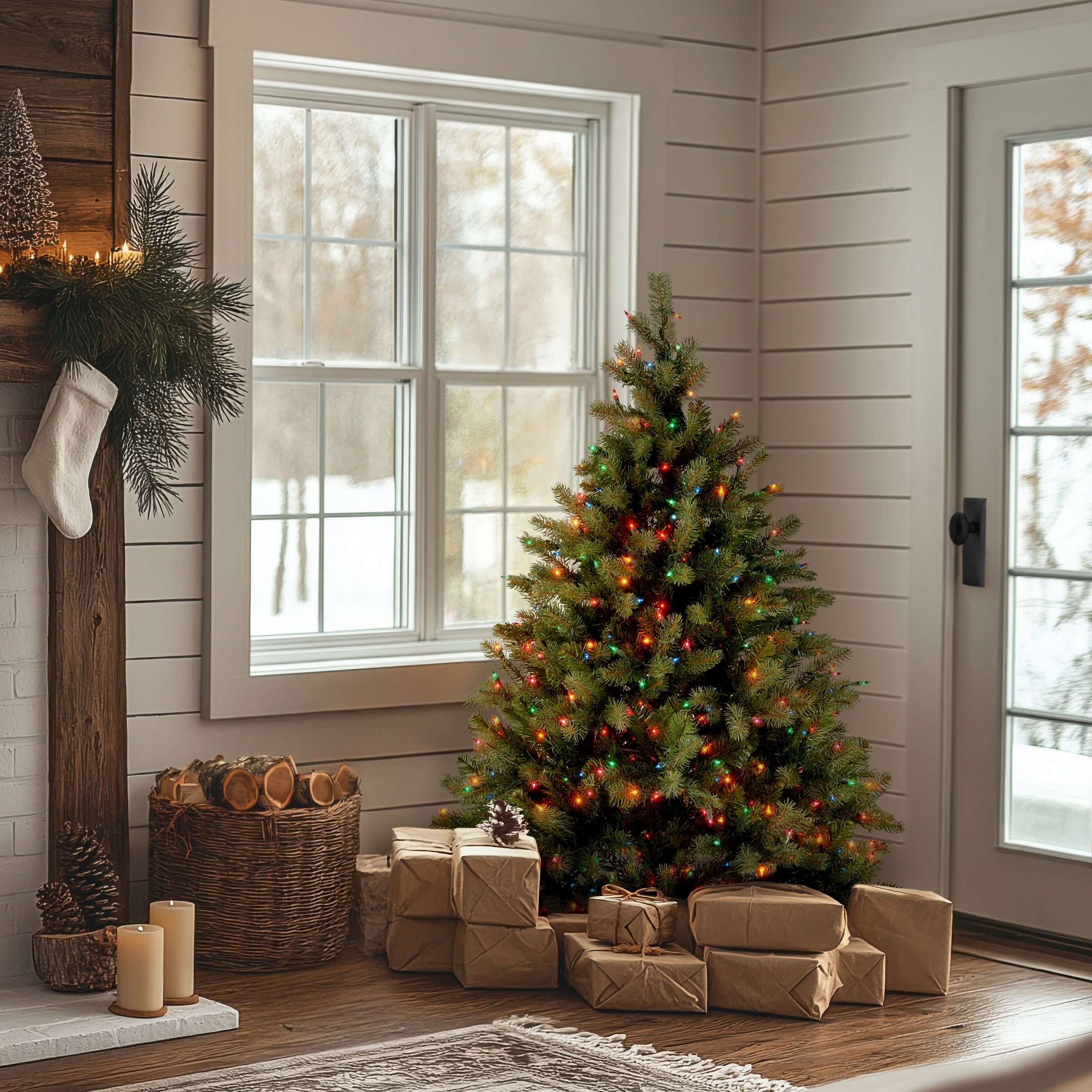 4.5 ft. Pre-Lit Downswept Douglas Fir Tree with Multicolor Lights
