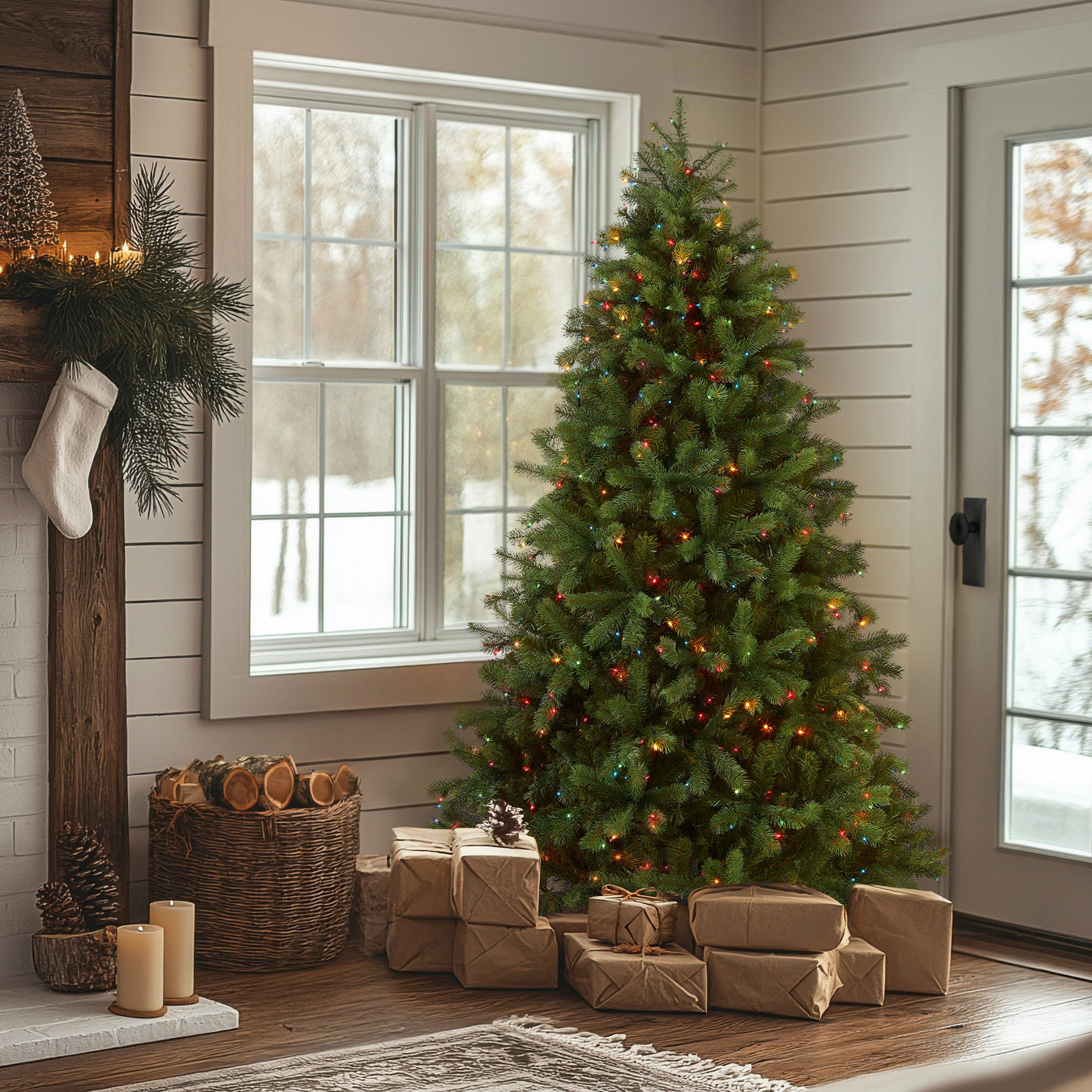 6.5 ft. Pre-Lit Downswept Douglas Fir Tree with Multicolor Lights