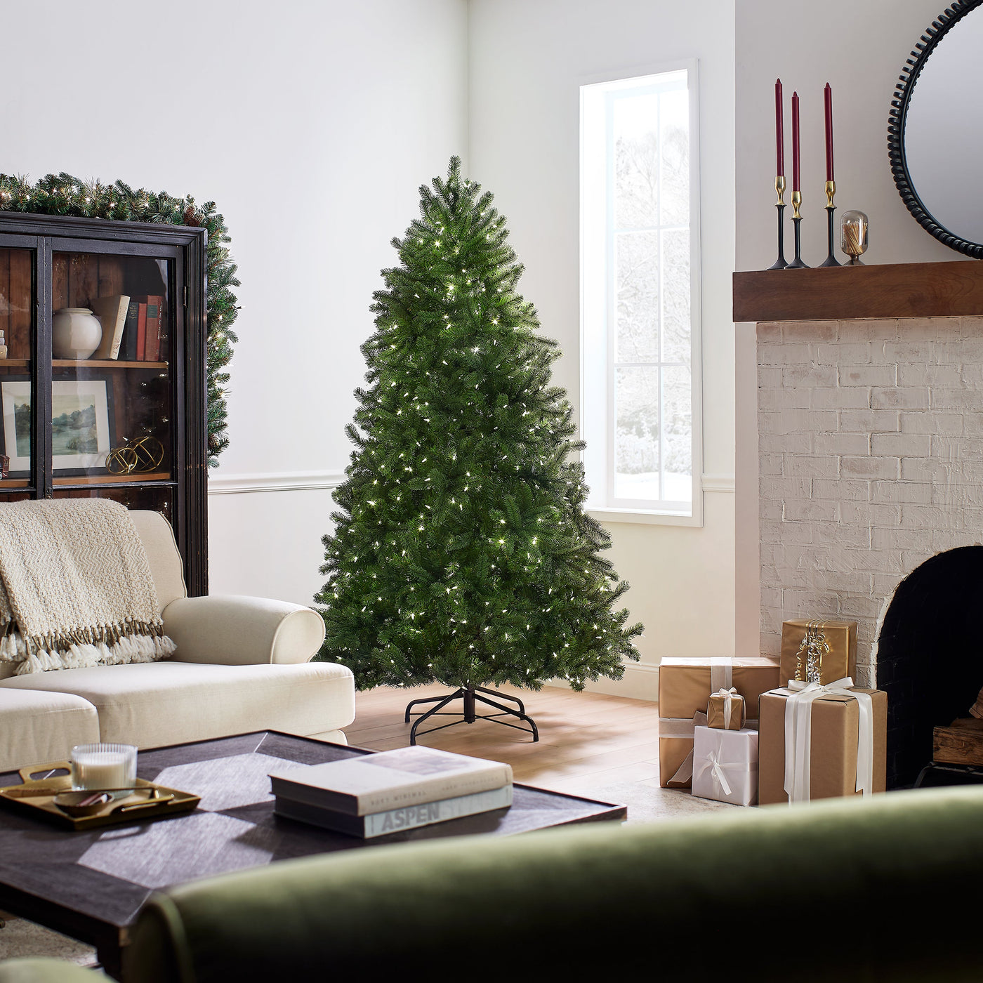6.5 ft. Pre-Lit Downswept Douglas Fir Tree with Dual Color LED Lights