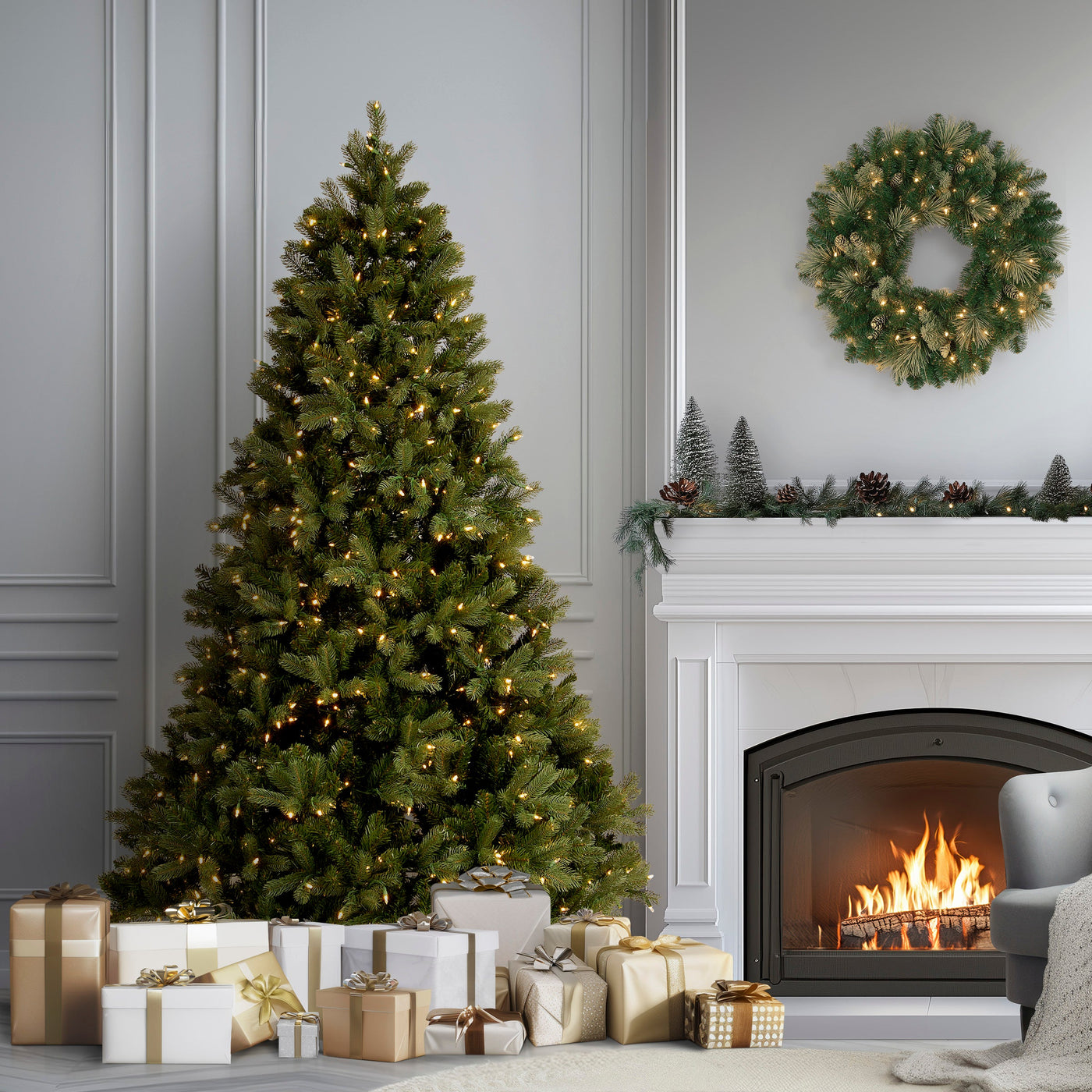6.5 ft. Pre-Lit Downswept Douglas Fir Tree with Dual Color LED Lights