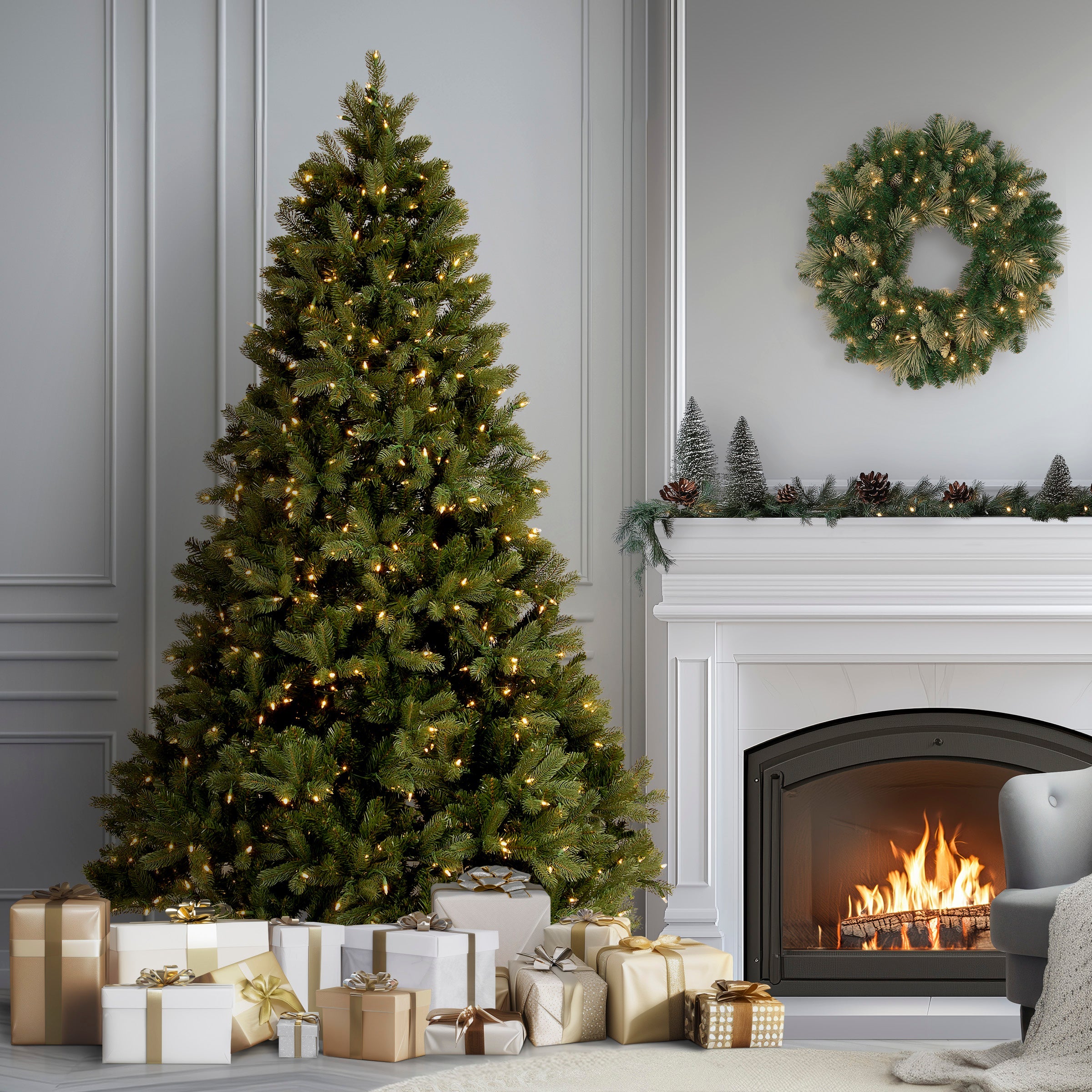 7.5 ft. Pre-Lit Downswept Douglas Fir Tree with 750 Dual Color LED Lights