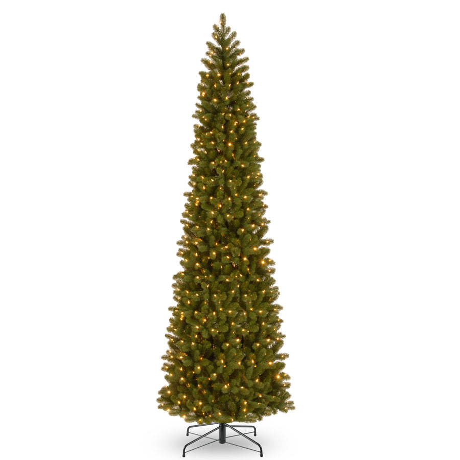12 ft. Pre-Lit Downswept Douglas Fir Pencil Slim Fir Tree with Clear Lights