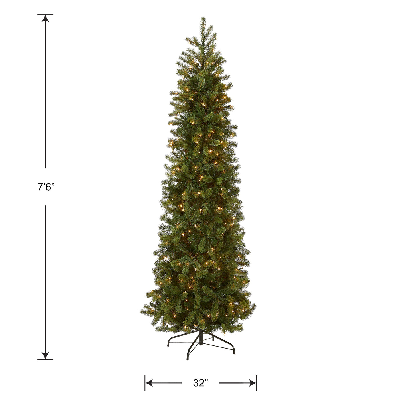 7.5 ft. Pre-Lit Downswept Douglas Fir Pencil Slim Tree with Clear Lights