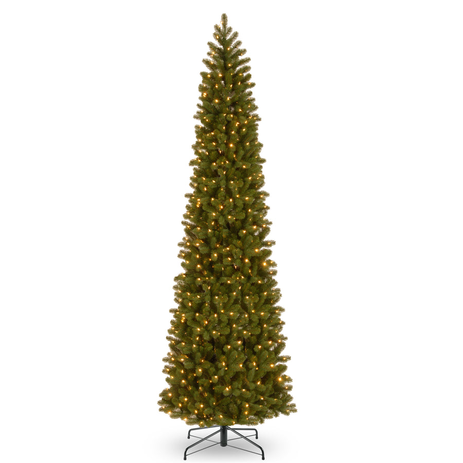 12 ft.Pre-Lit Downswept Douglas Fir Pencil Slim Tree with Dual Color LED Lights