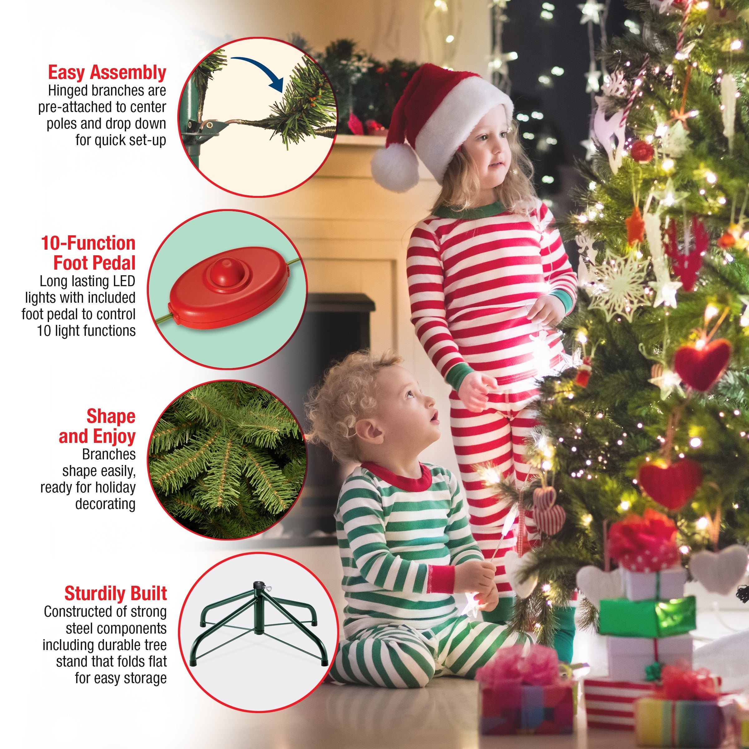 12 ft. Pre-Lit Downswept Douglas Fir Pencil Slim Tree with Dual Color LED Lights