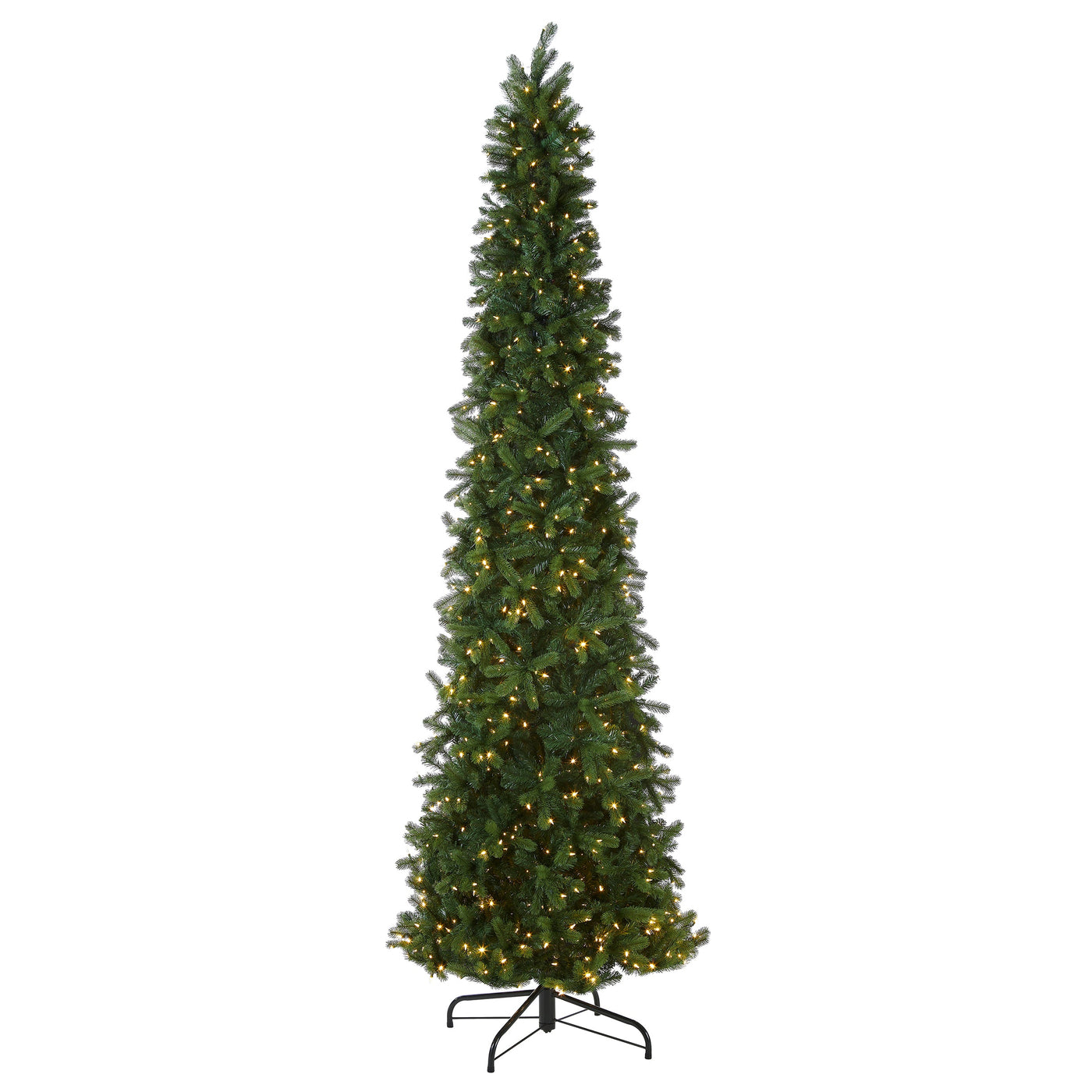 12 ft. Pre-Lit Downswept Douglas Fir Pencil Slim Tree with Dual Color LED Lights