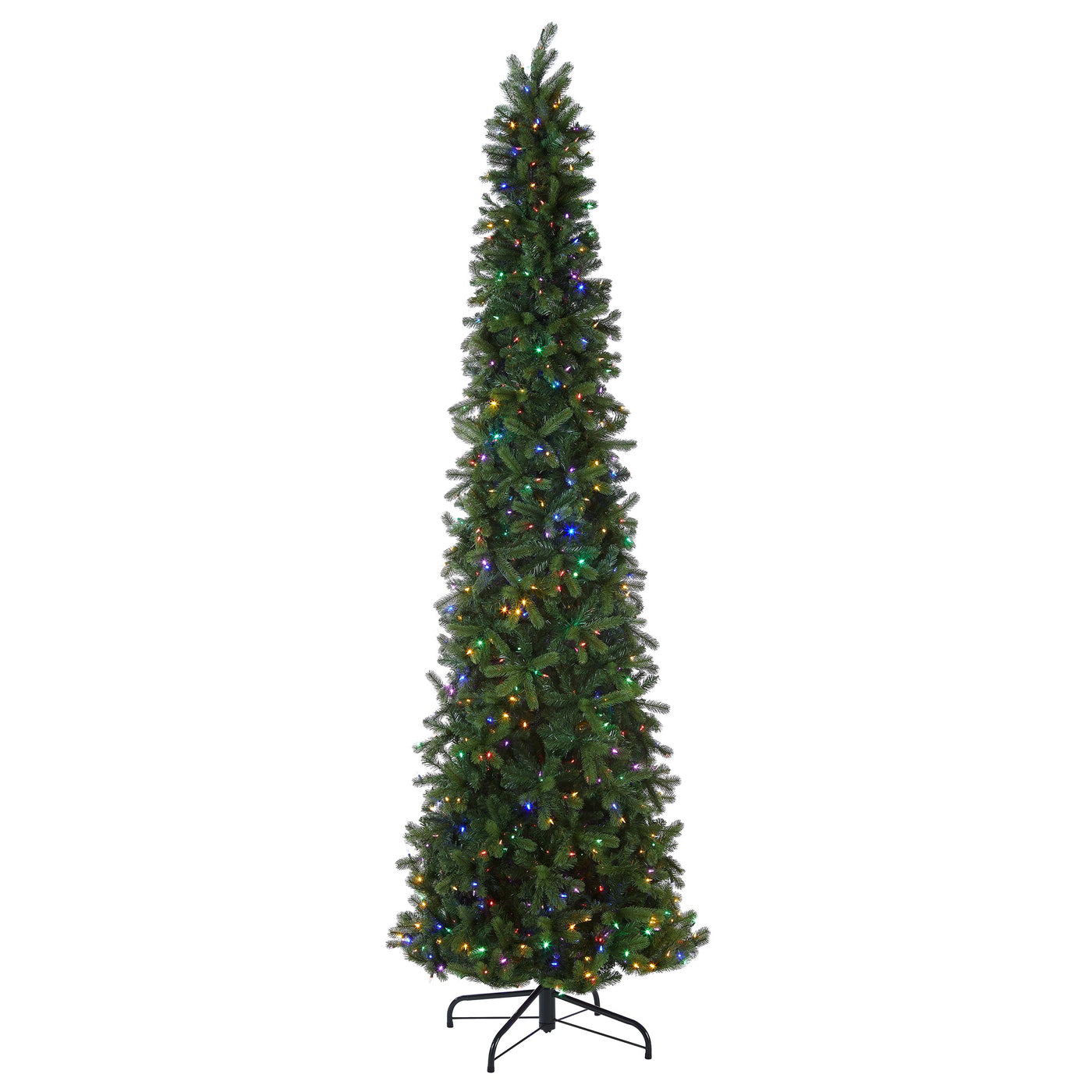 12 ft. Pre-Lit Downswept Douglas Fir Pencil Slim Tree with Dual Color LED Lights
