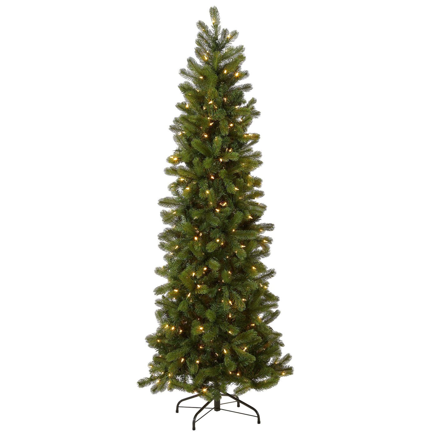 6.5 ft. Pre-Lit Downswept Douglas Fir Pencil Slim Tree with Dual Color LED Lights