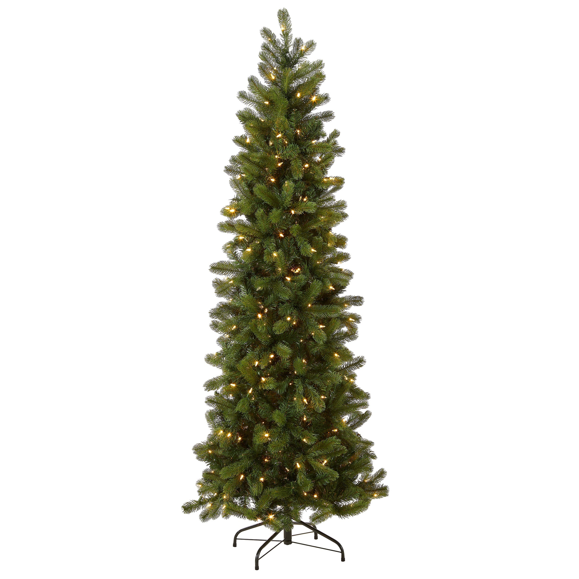 6.5 ft. Pre-Lit Downswept Douglas Fir Pencil Slim Tree with Dual Color LED Lights