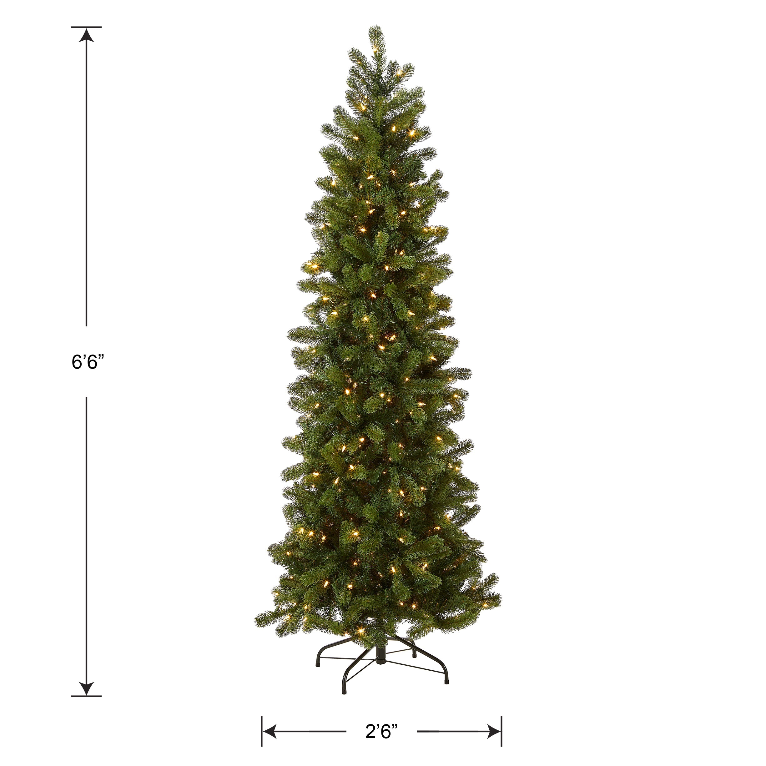 6.5 ft. Pre-Lit Downswept Douglas Fir Pencil Slim Tree with Dual Color LED Lights