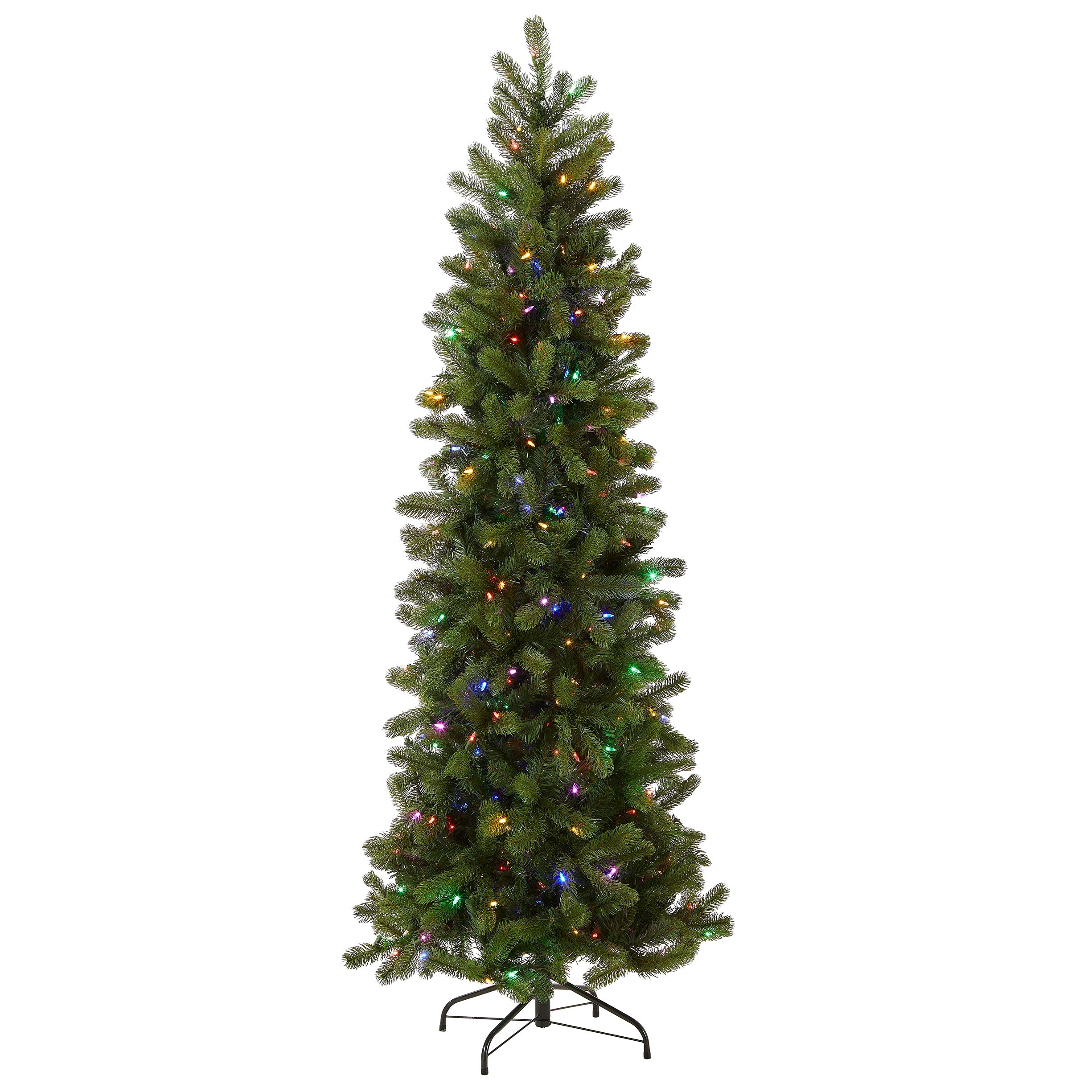 6.5 ft. Pre-Lit Downswept Douglas Fir Pencil Slim Tree with Dual Color LED Lights