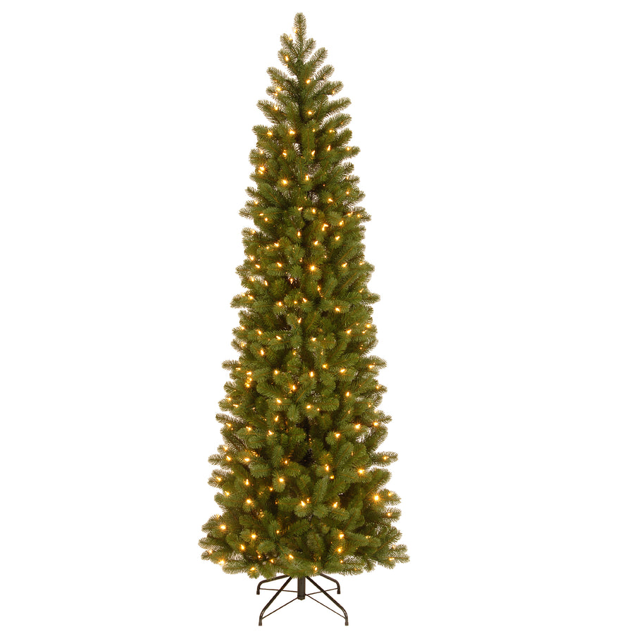 7.5 ft. Pre-Lit Downswept Douglas Fir Pencil Slim Tree with Dual Color LED Lights