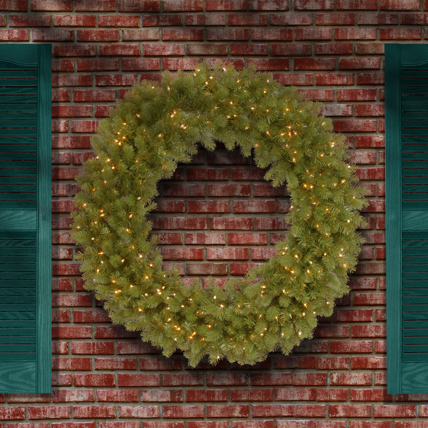 48 in.Pre-Lit Downswept Douglas Wreath with Warm White LED Lights