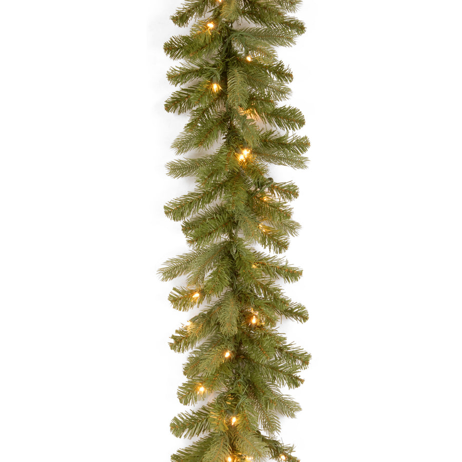 9 ft. Pre-Lit Downswept Douglas Fir Garland with Warm White LED Lights