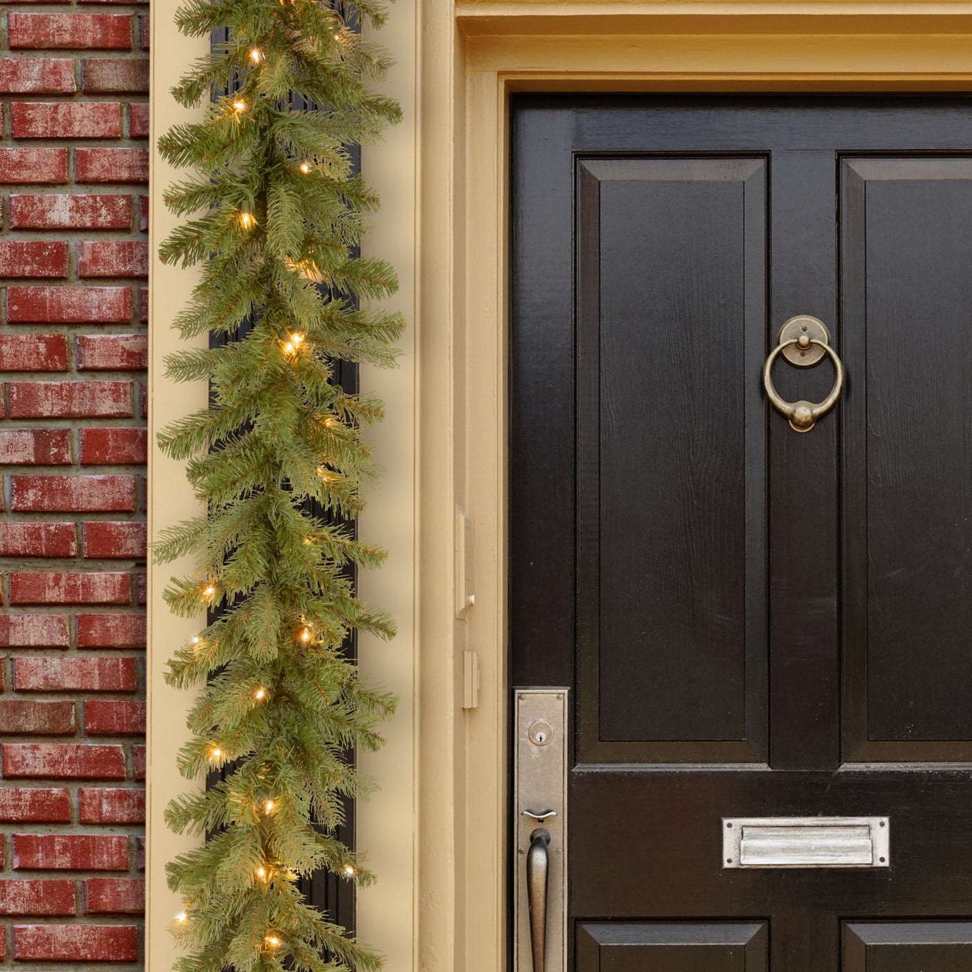 9 ft. Pre-Lit Downswept Douglas Fir Garland with Warm White LED Lights