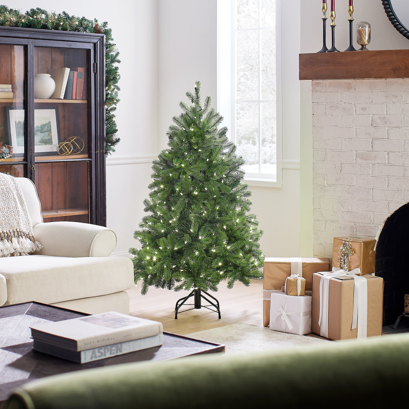 4.5 ft. Pre-Lit Downswept Douglas Fir Tree with Dual Color LED Lights