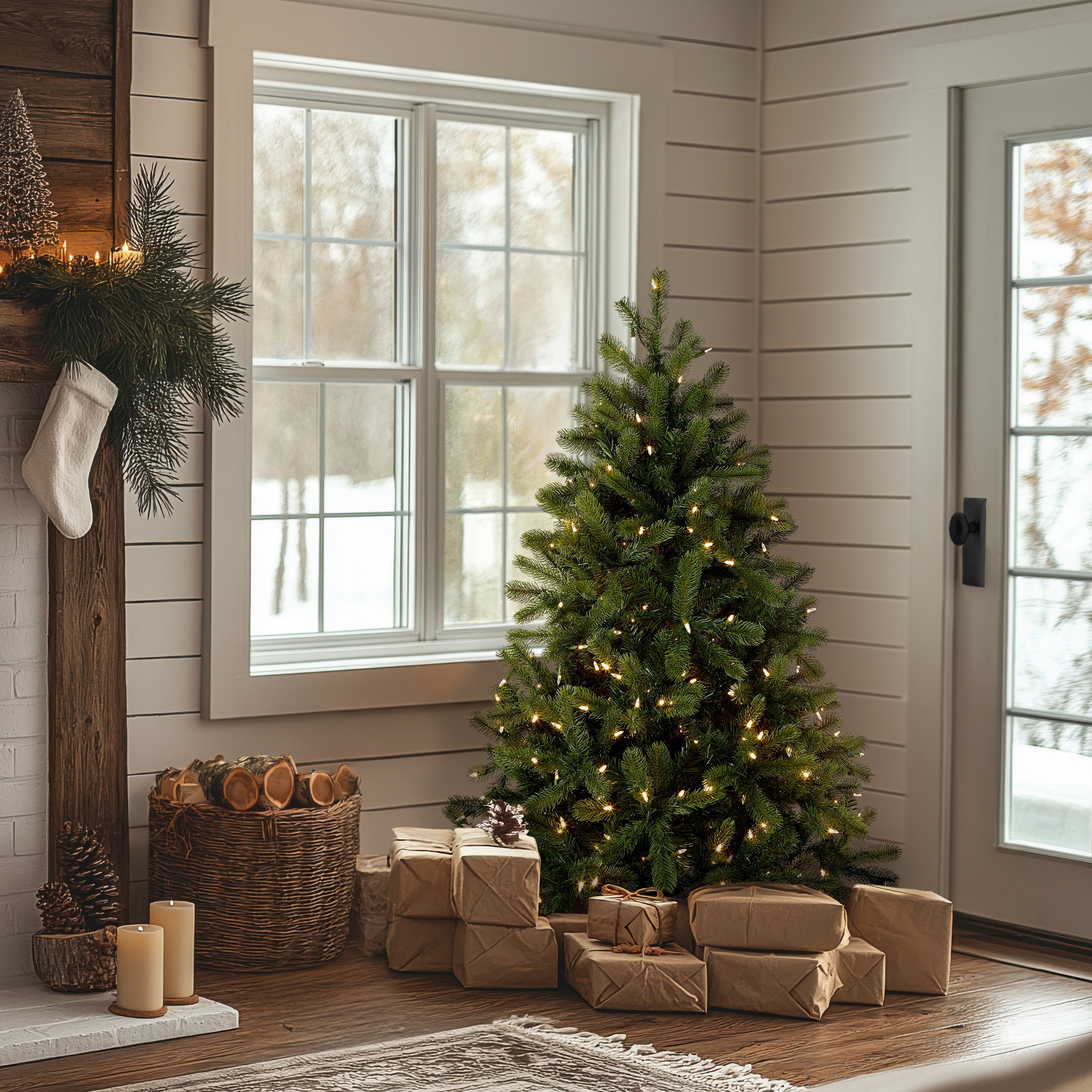 4.5 ft. Pre-Lit Downswept Douglas Fir Tree with Dual Color LED Lights