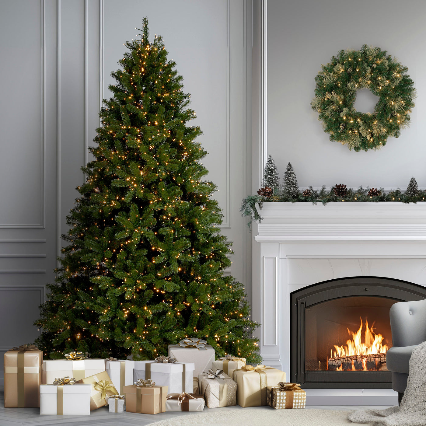 7.5 ft. Pre-Lit Downswept Douglas Fir Tree with Dual Color LED Cosmic Lights