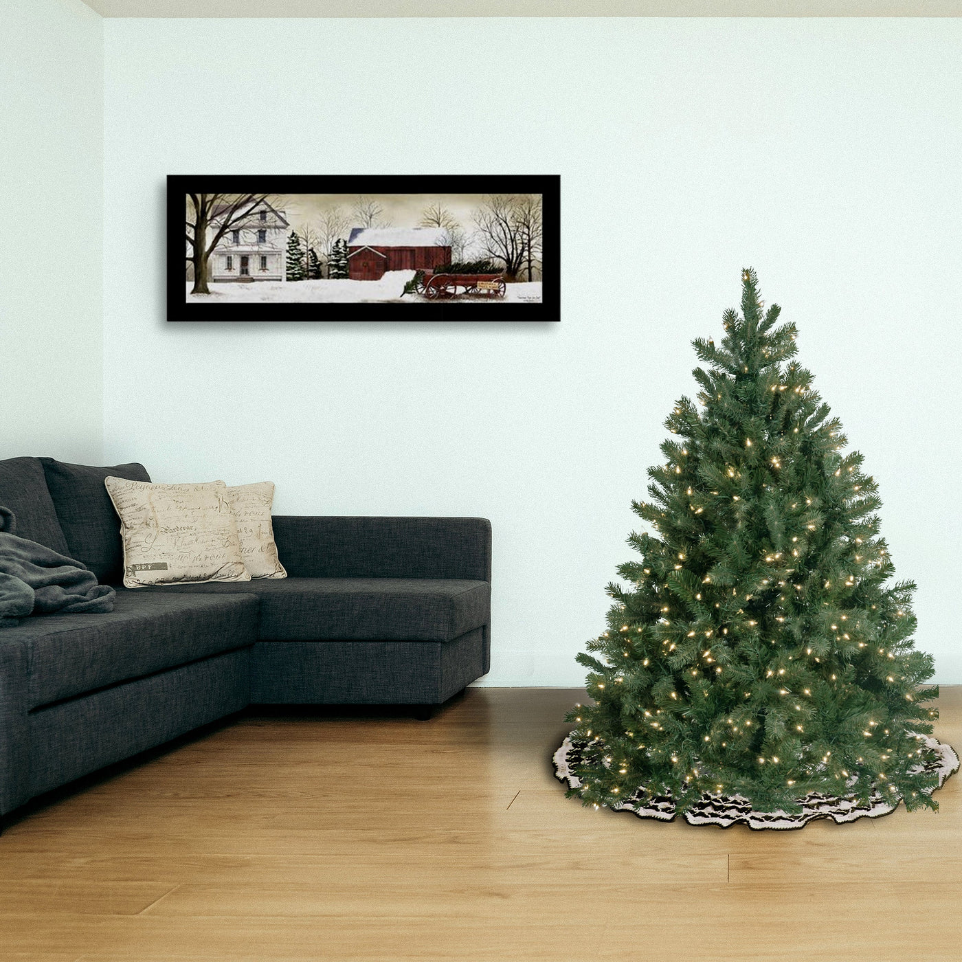 4.5 ft. Pre-Lit Downswept Douglas Blue Fir Tree with Clear Lights