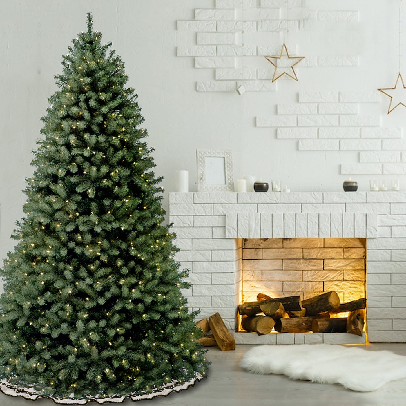 6 ft. Pre-Lit Downswept Douglas Blue Fir Tree with Clear Lights