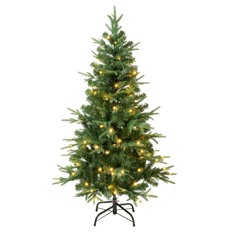 4.5 ft. Pre-Lit Duxbury Light Green Tree with Warm White LED Lights