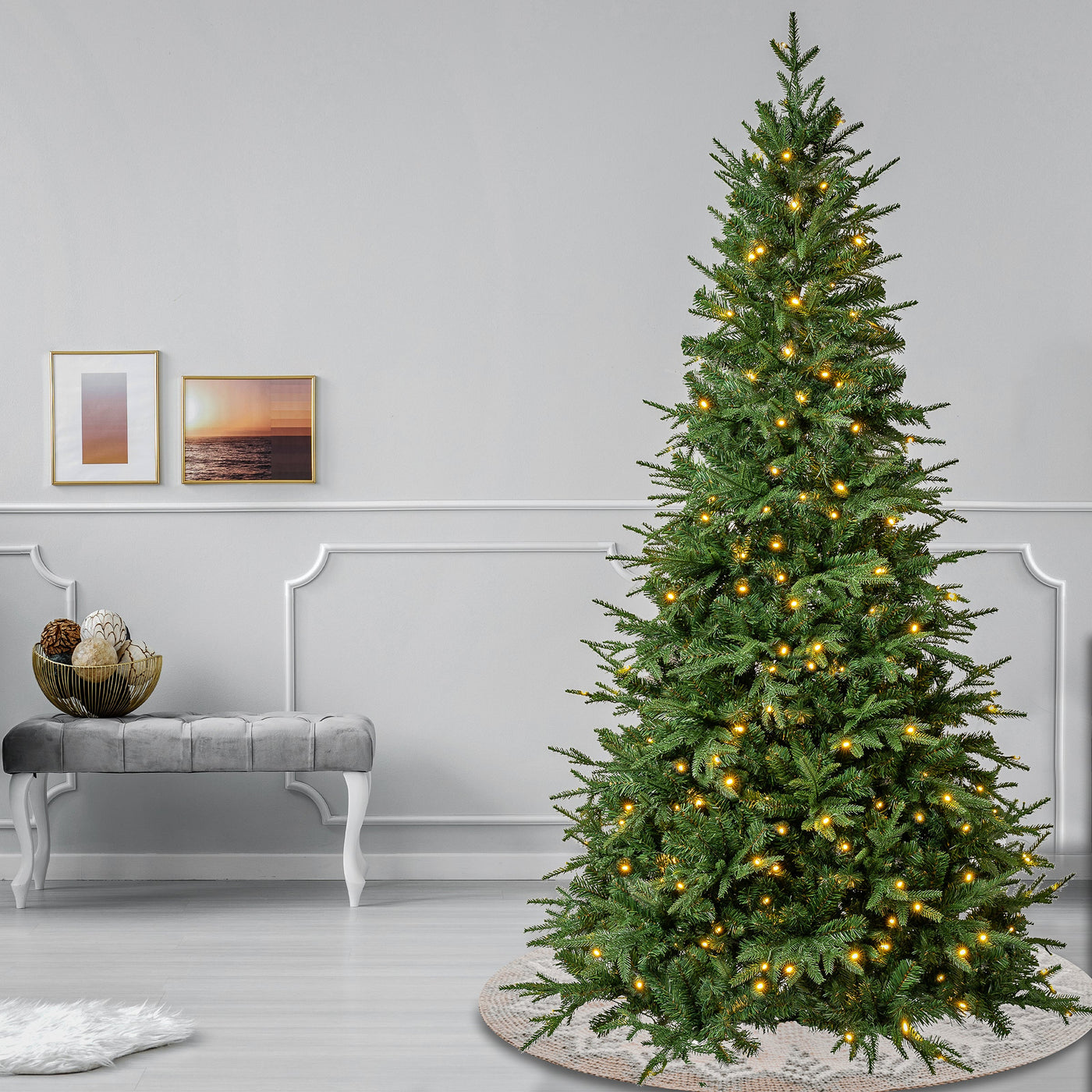 7.5 ft. Pre-Lit Duxbury Mix  Feel Real Tree with Warm White LED Lights