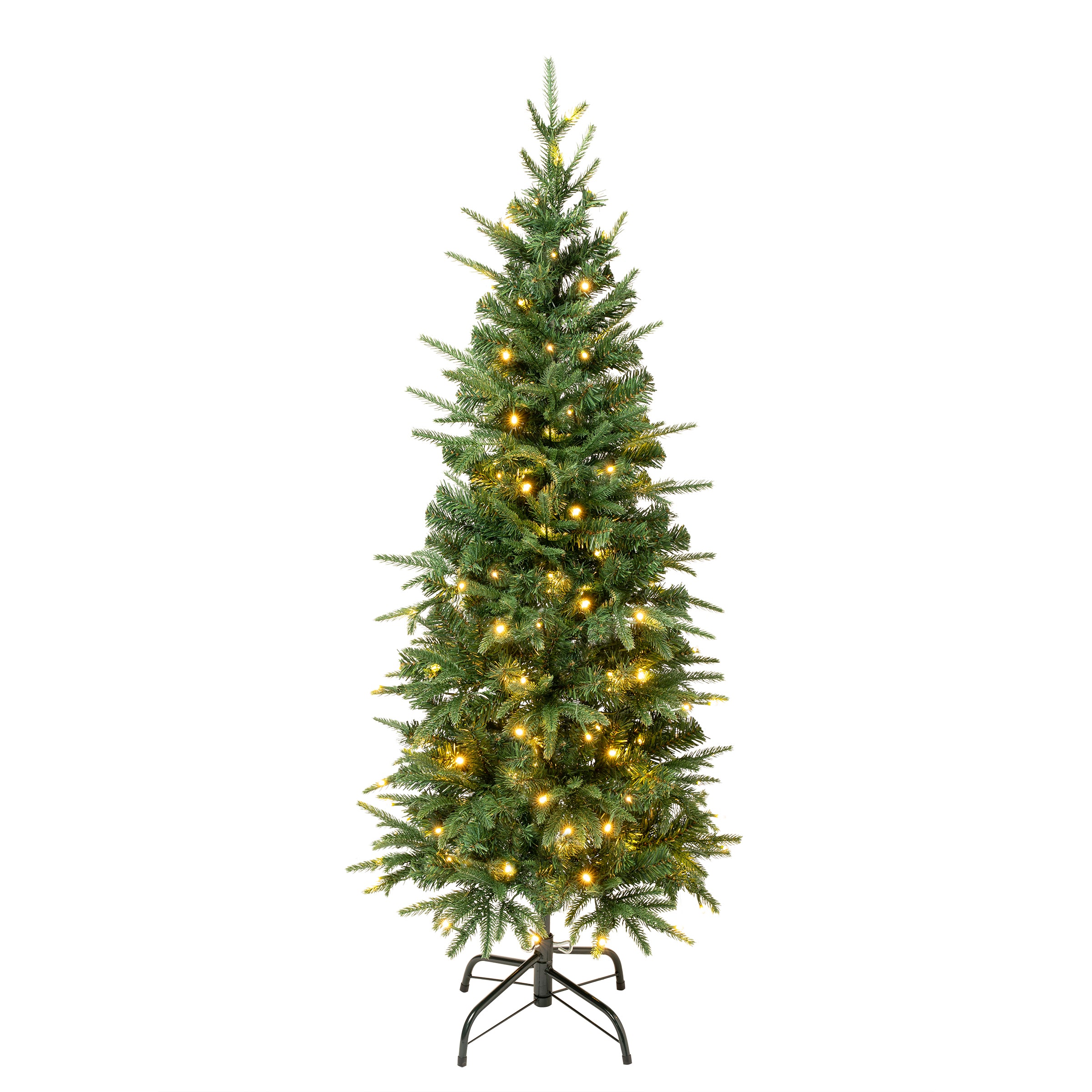 4.5 ft. Pre-Lit Duxbury Light Green Slim Tree with Warm White LED Lights