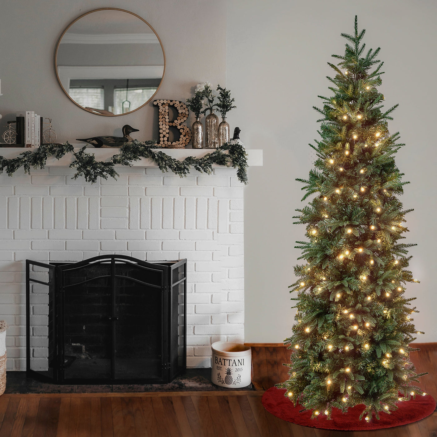 6 ft. Pre-Lit Duxbury Feel Real Slim Tree with LED Lights