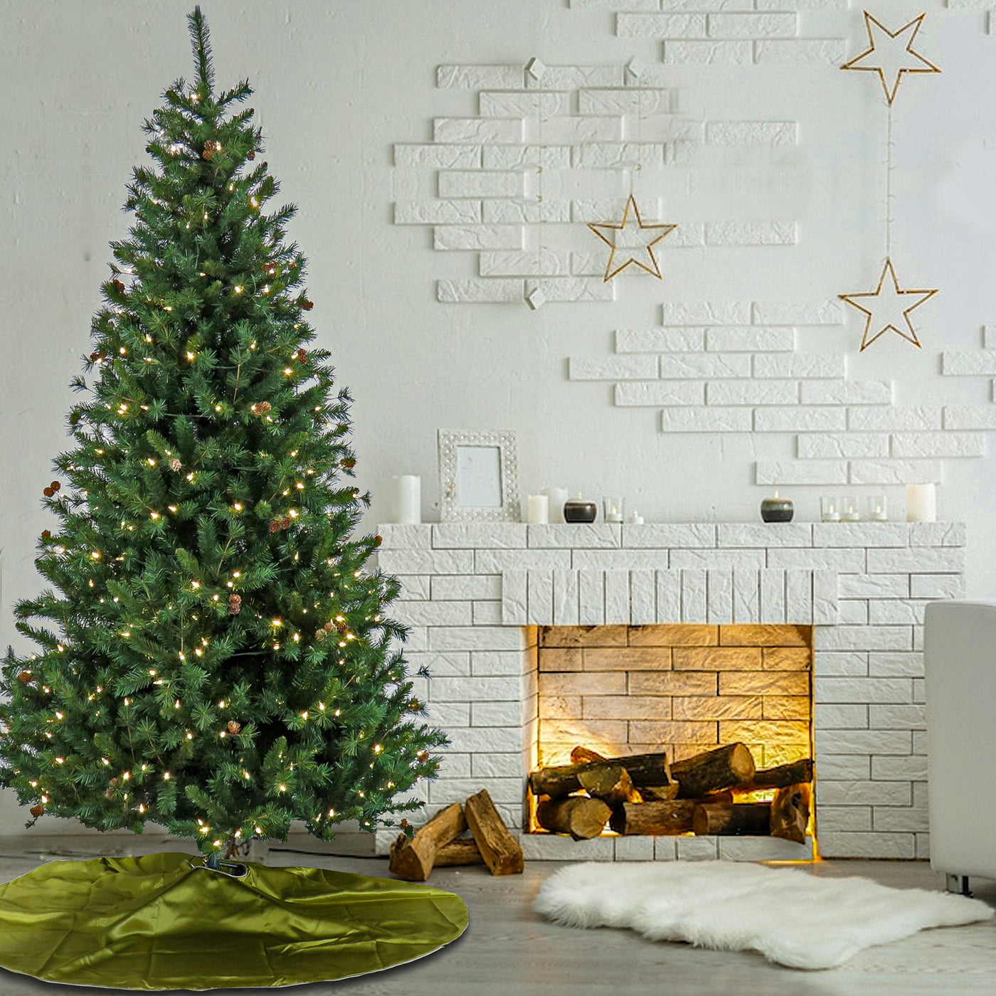 7.5 ft. Pre-Lit Cedar Spruce Tree with LED Lights