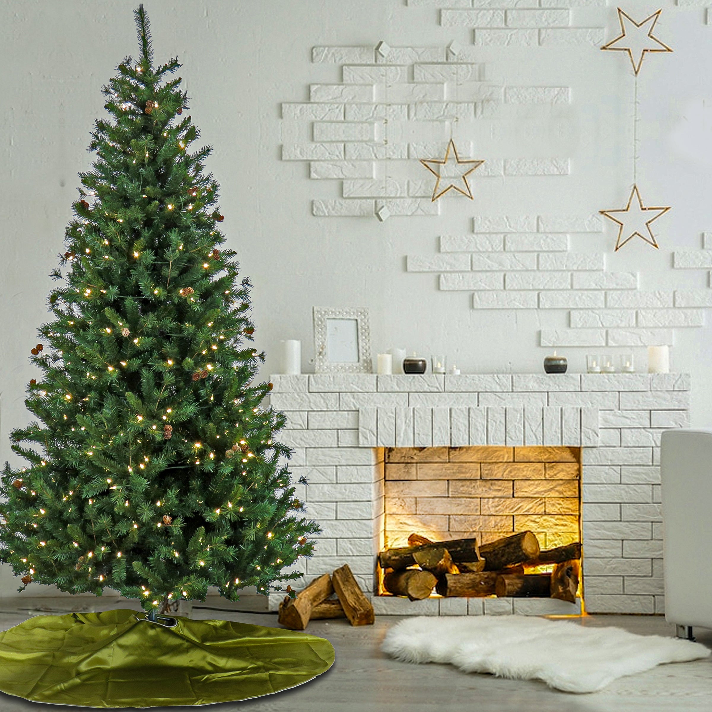 7.5 ft. Pre-Lit Cedar Spruce Tree with LED Lights