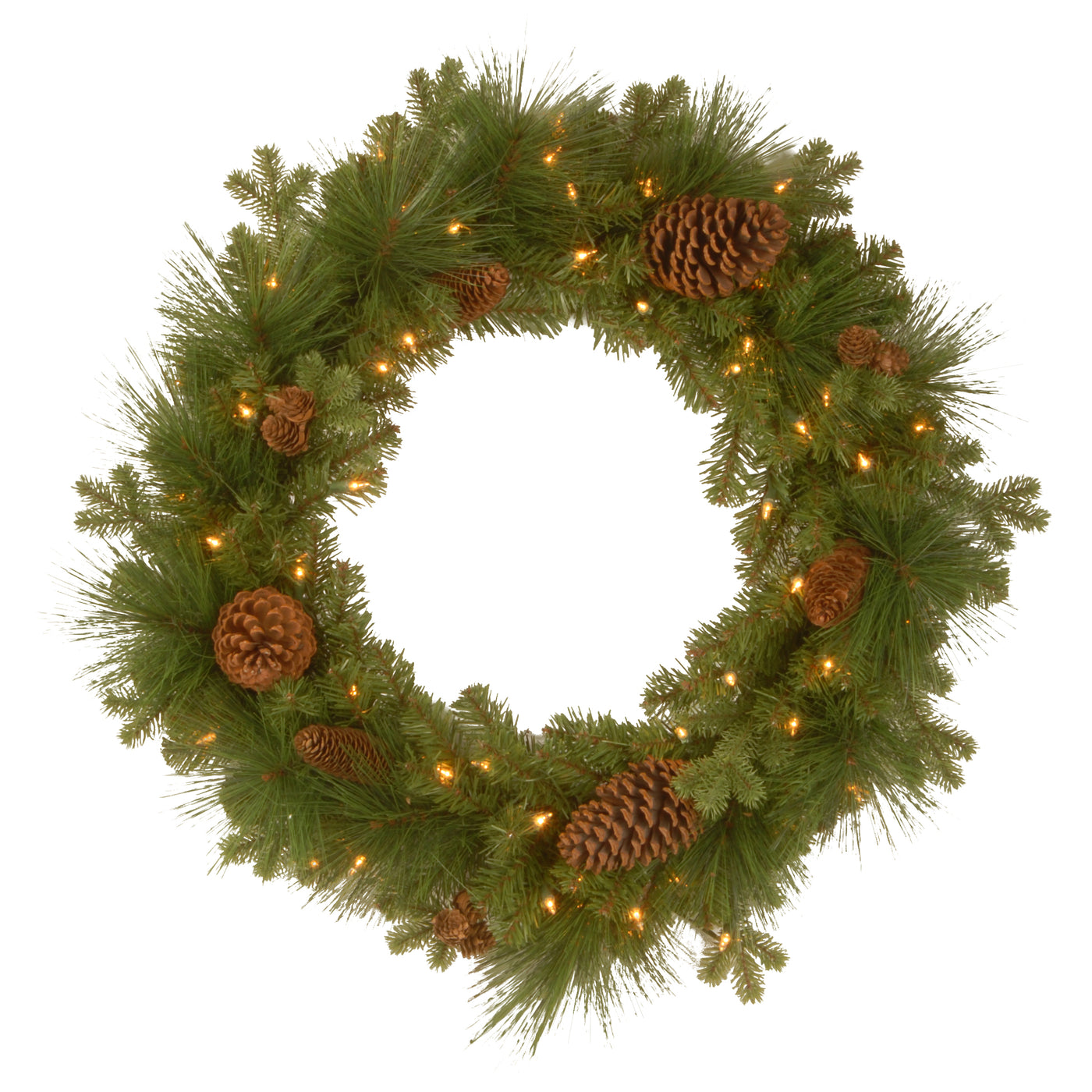 24 in. Pre-Lit Eastwood Spruce Wreath with Warm White LED Lights