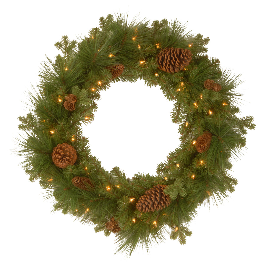 24 in. Pre-Lit Eastwood Spruce Wreath with Warm White LED Lights