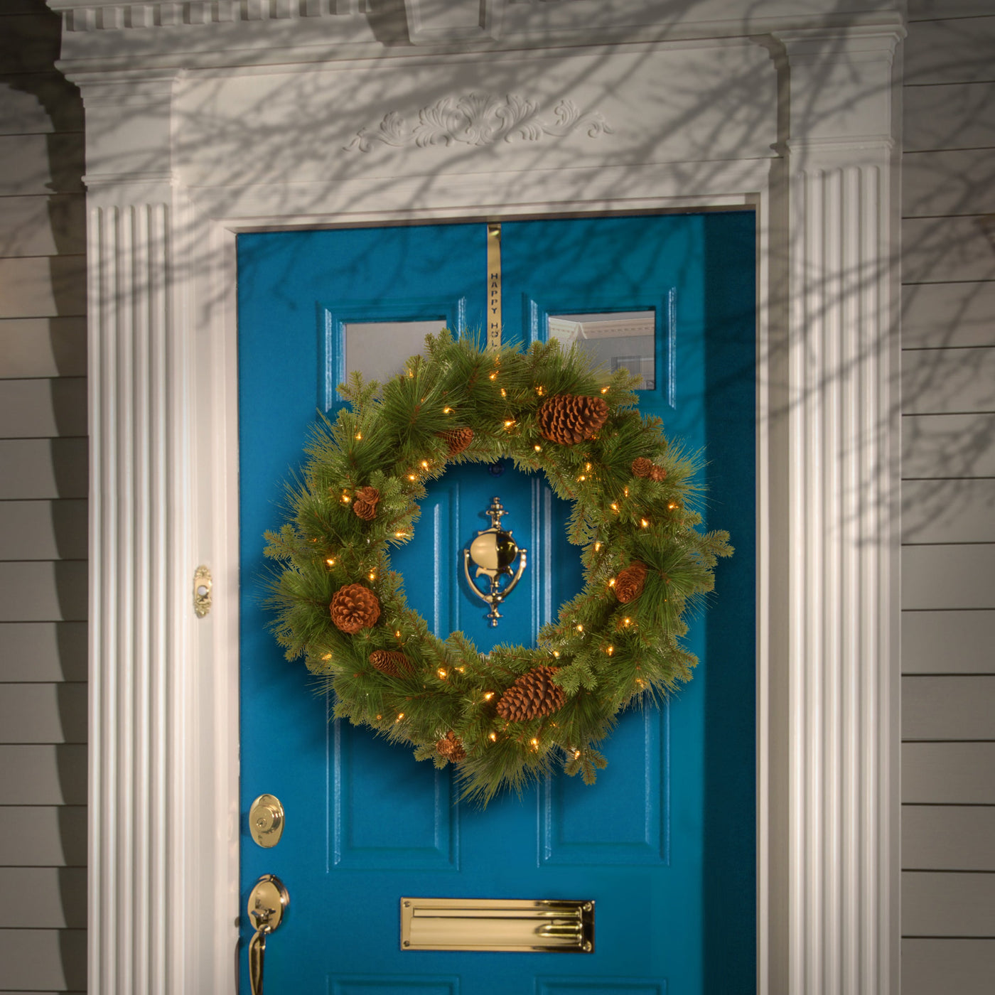 24 in. Pre-Lit Eastwood Spruce Wreath with Warm White LED Lights