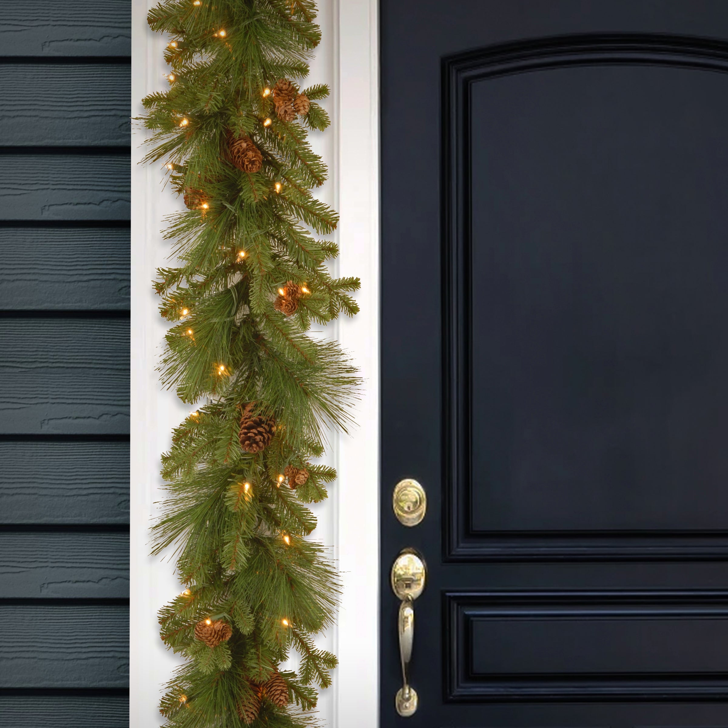 9 ft. Pre-Lit Eastwood Spruce Garland with Clear Lights