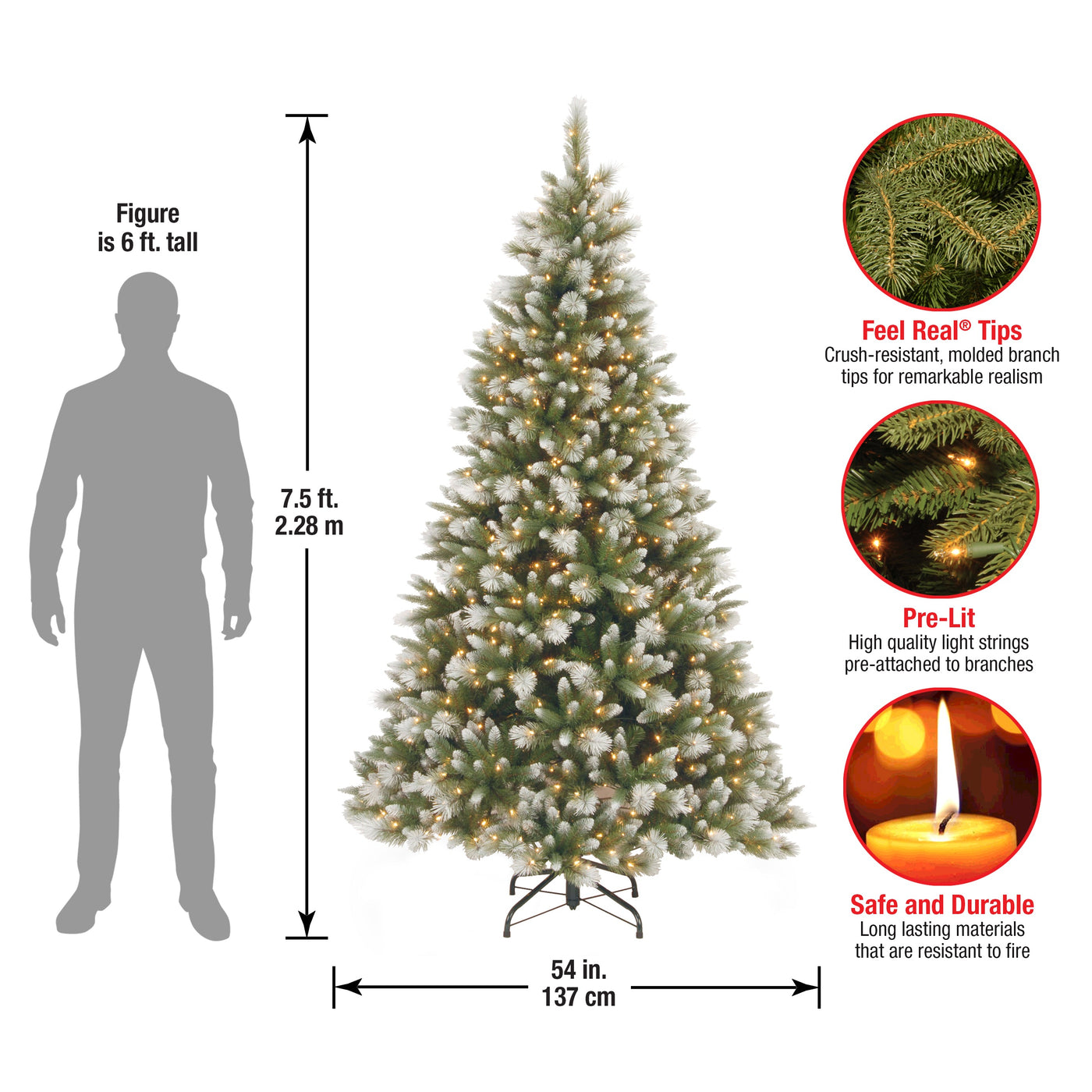 7.5 ft. Pre-Lit Alaskan Pine Frosted Tree with Clear Lights