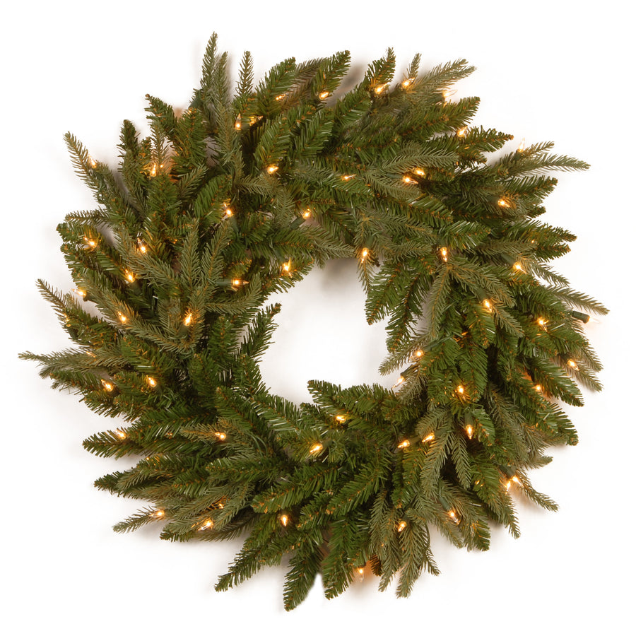 24 in. Pre-Lit Frasier Grande Wreath with Clear Lights