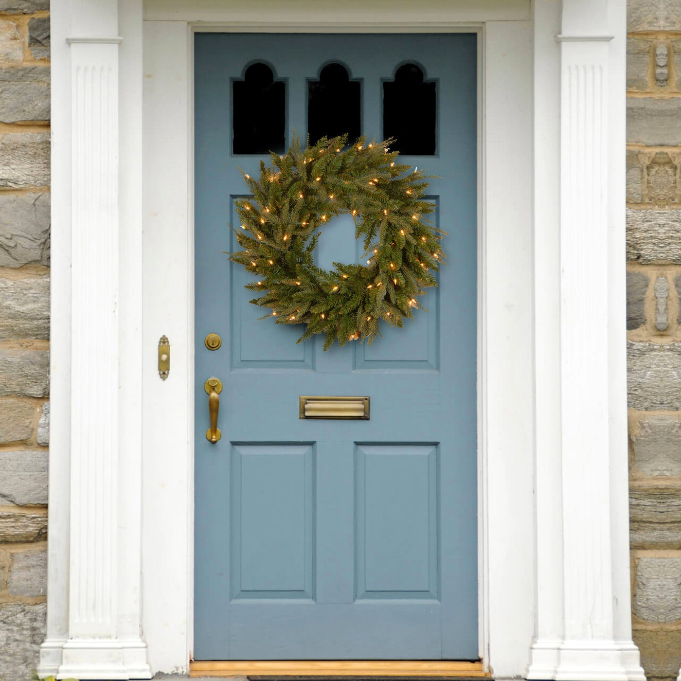24 in. Pre-Lit Fraser Grande Wreath with Clear Lights