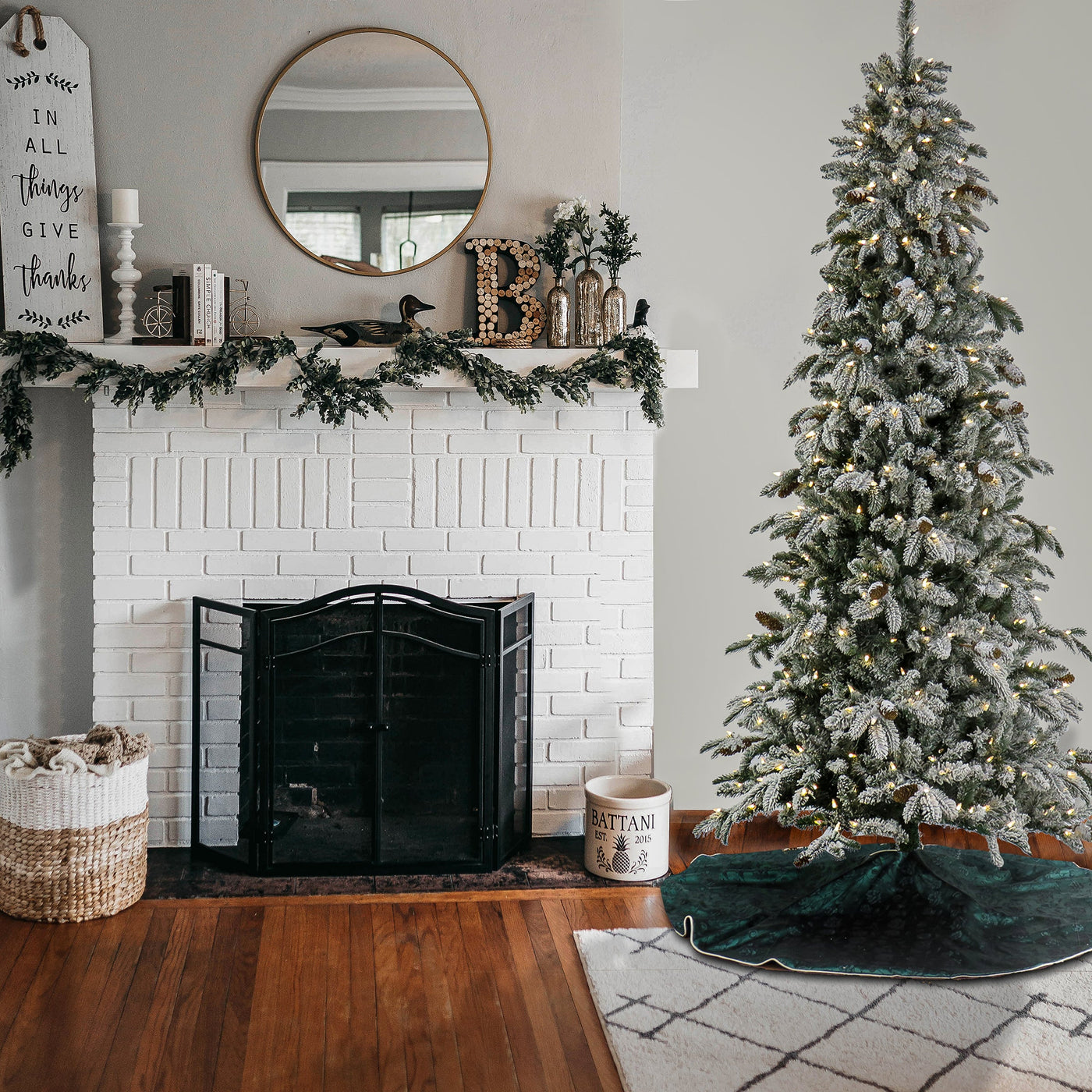 7.5 ft. Pre-Lit Snowy Vintin Fir Tree with LED Lights