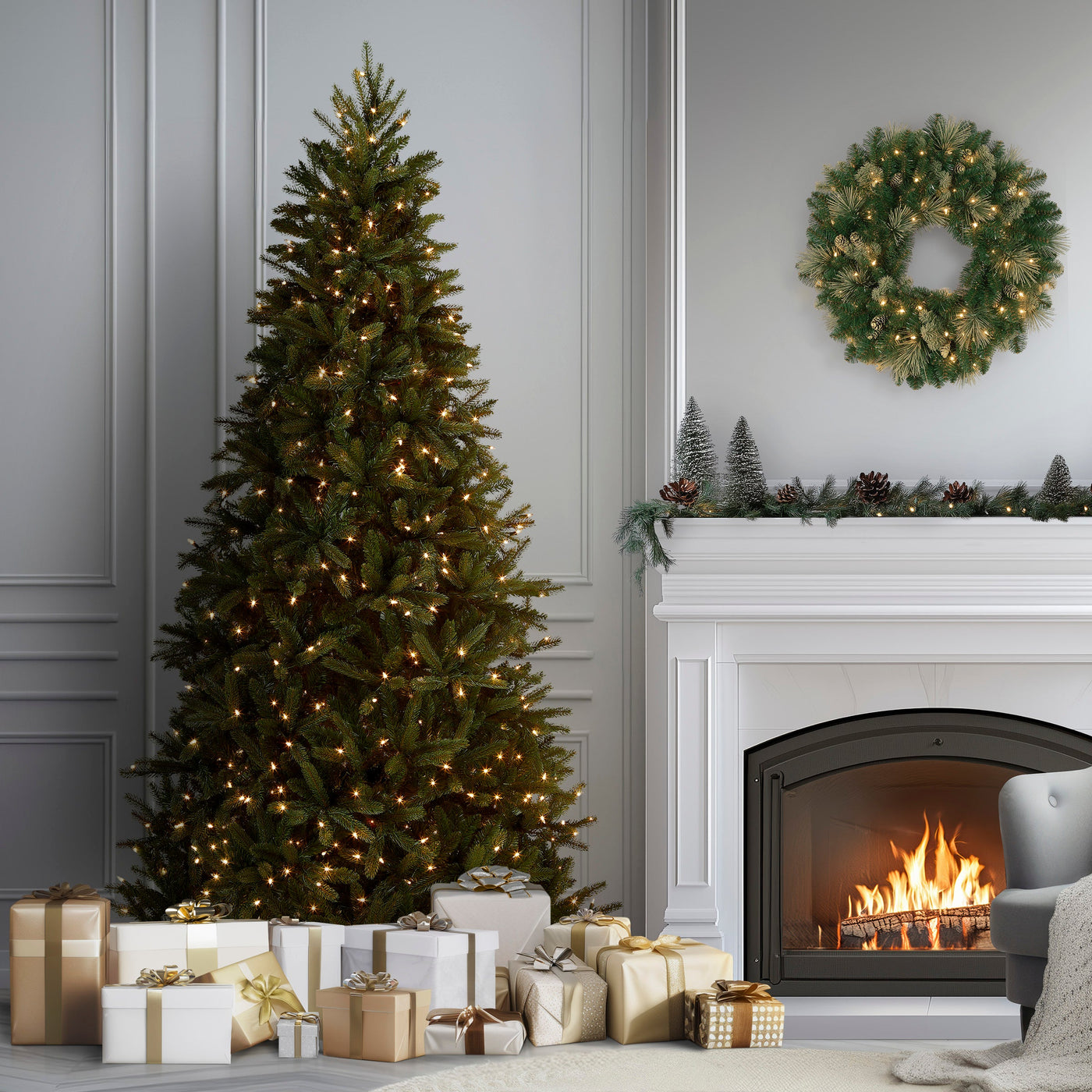 7.5 ft. Pre-Lit Grande Fir Medium Tree with Clear Lights