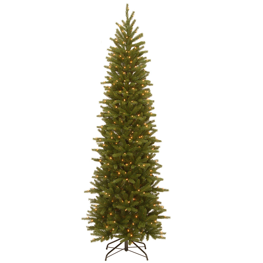 7.5 ft. Pre-Lit Grande Fir Pencil Slim Tree with Clear Lights